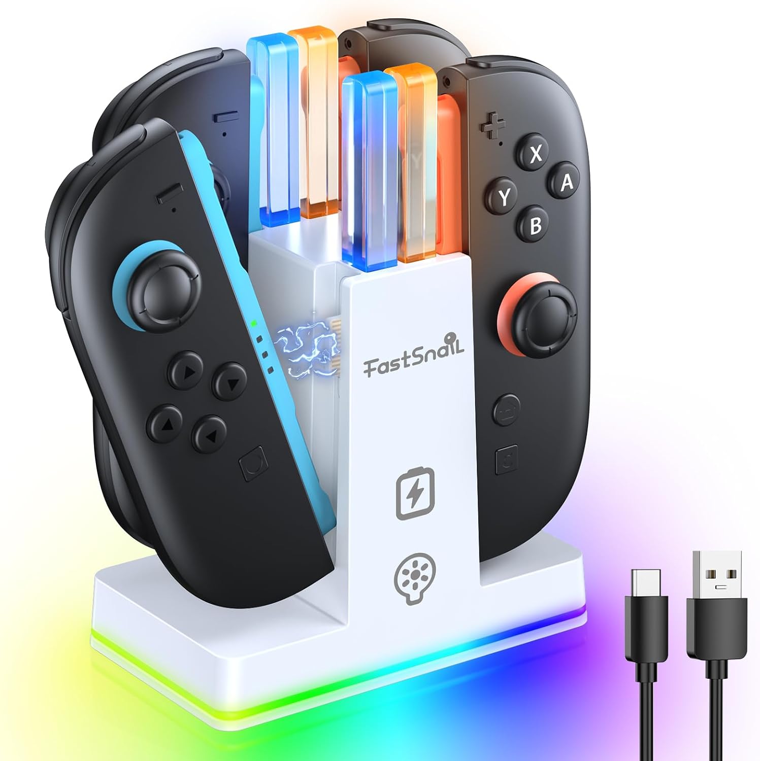 BASE CARGADORA FASTSNAIL PARA CONTROLES NINTENDO SWITCH 2 JOYCON - 1