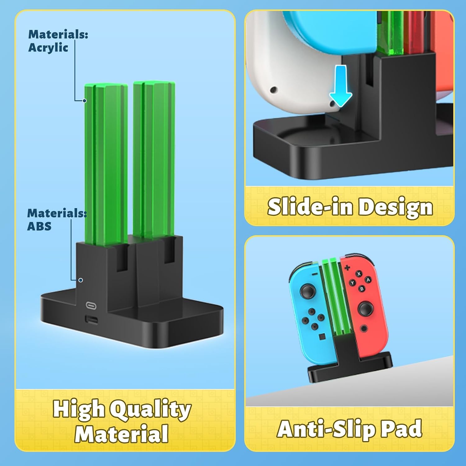 BASE CARGADORA FASTSNAIL PARA JOYCONS NINTENDO SWITCH - 5