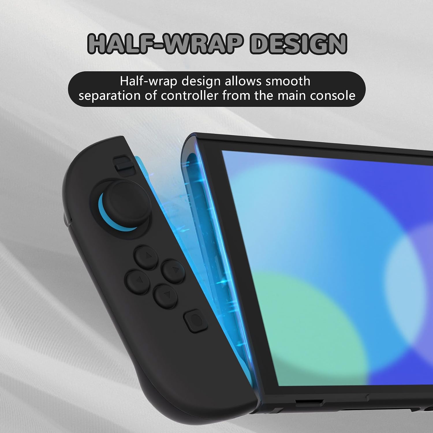 PROTECTOR PARA NINTENDO SWITCH 2 PLAYVITAL CON SOPORTE EXTRA Y TAPAS PARA JOYSTICK NEGRO - 3