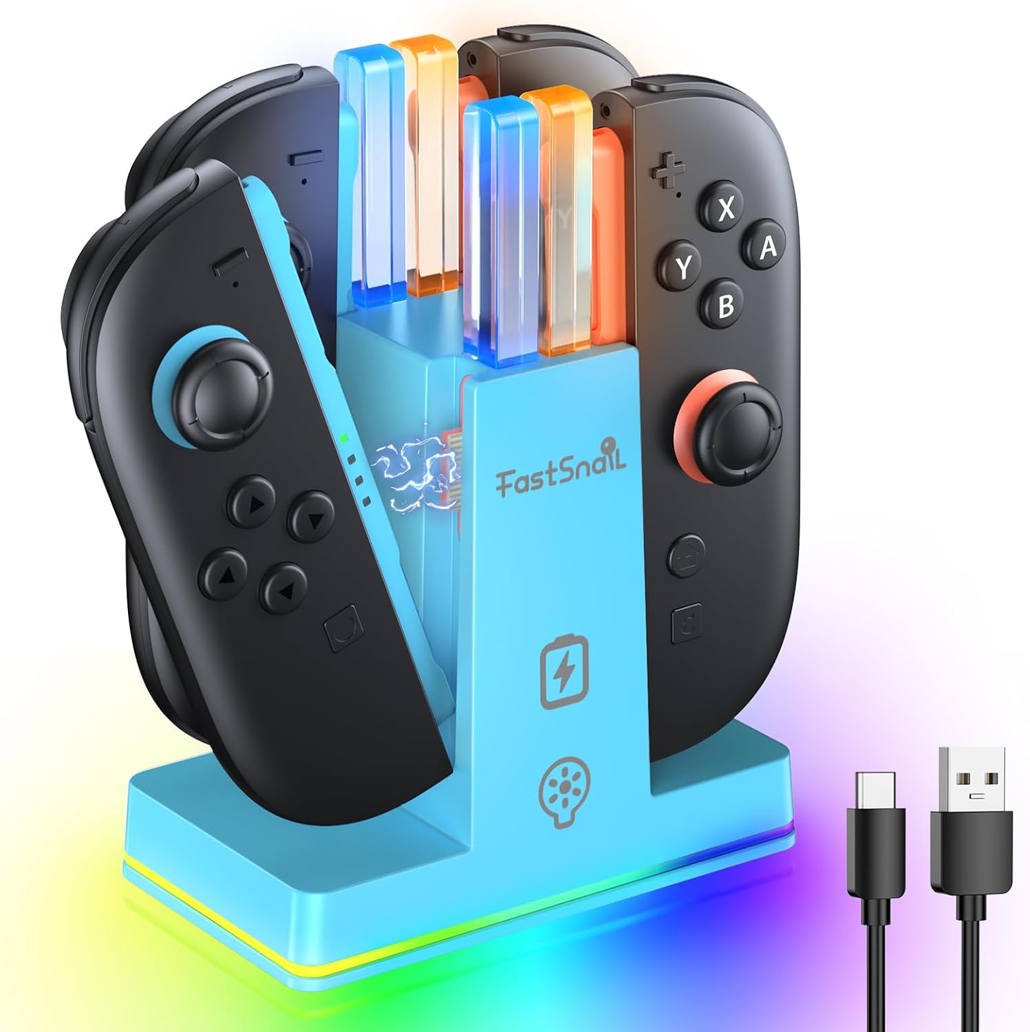 BASE CARGADORA FASTSNAIL PARA CONTROLES NINTENDO SWITCH 2 JOYCON - 1