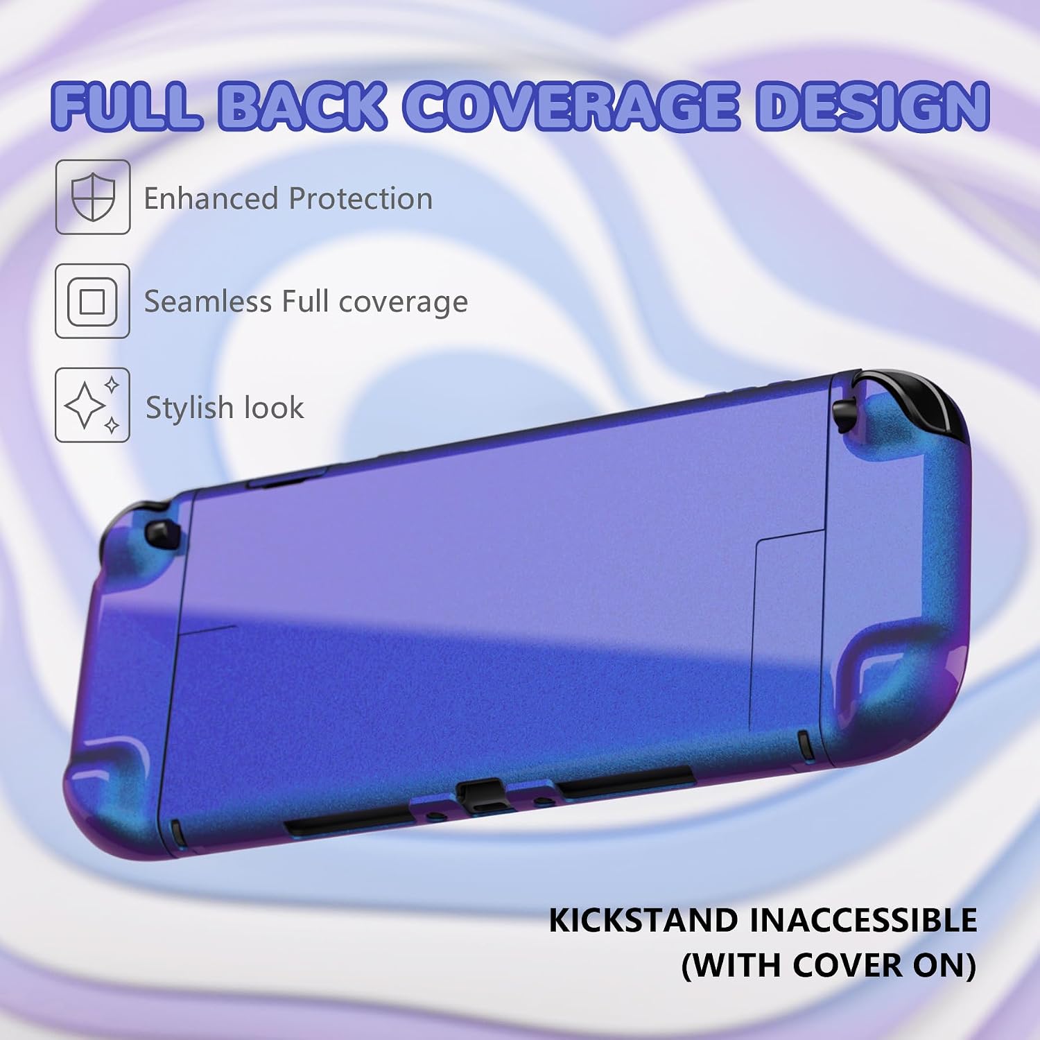 PROTECTOR PLAYVITAL GLOSSY PARA NINTENDO SWITCH 2 CON SOPORTE EXTRA Y TAPAS PARA JOYSTICK COLOR CAMALEÓN PÚRPURA AZUL - 5
