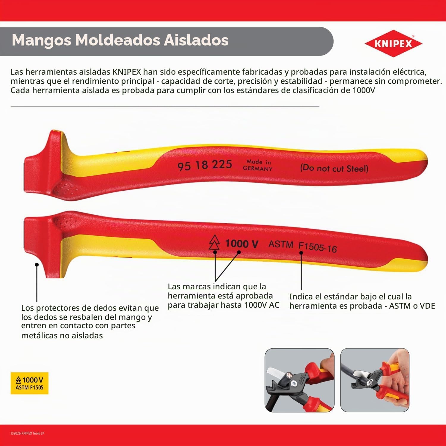 CUCHILLA AISLADA KNIPEX 98 55 1,000V PARA DESARME - 2