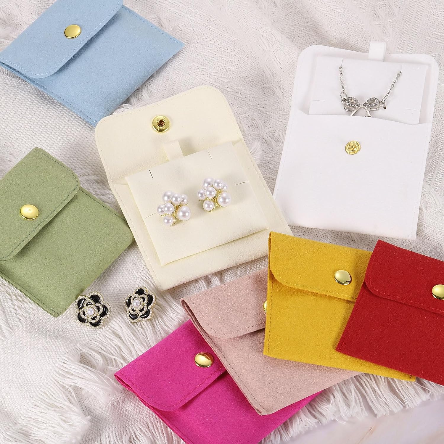 ORGANIZADOR DE JOYAS UXCELL 3 BOLSAS DE TERCIOPELO CON CIERRE Y ALMOHADILLA 8X8 CM MORADO CLARO - 3