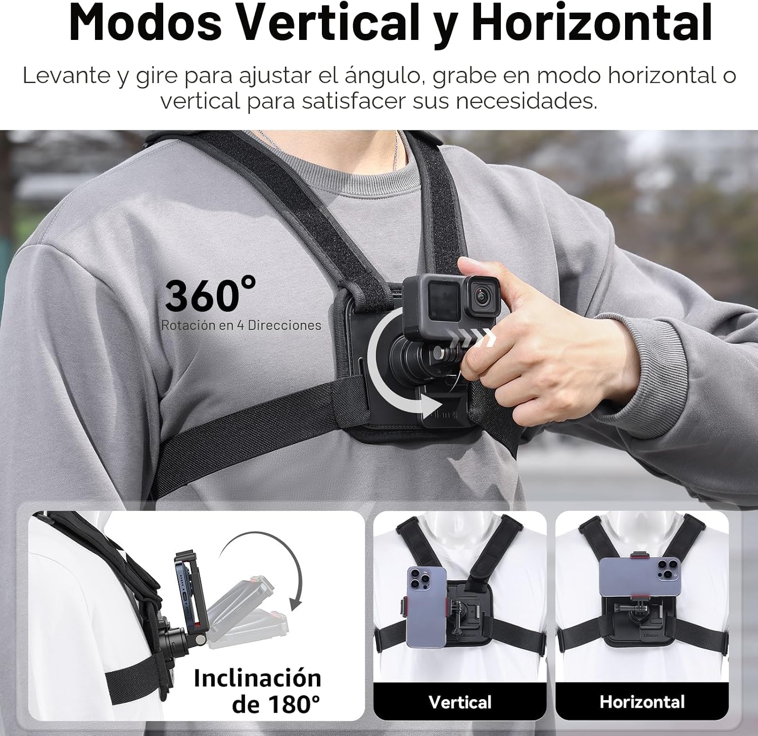 SOPORTE DE PECHO AJUSTABLE ULANZI CM028 PARA CÁMARA DE ACCIÓN Y TELÉFONO - 2