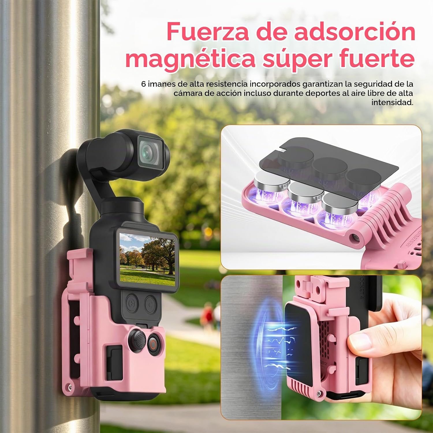 SOPORTE MAGNÉTICO AMAZEAR PARA DJI OSMO POCKET 4P/4/3/XTRA MUSE ROSA - 3