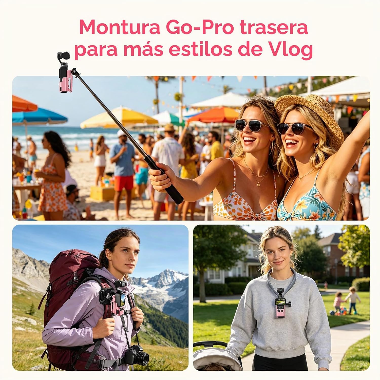 SOPORTE MAGNÉTICO AMAZEAR PARA DJI OSMO POCKET 4P/4/3/XTRA MUSE ROSA - 5