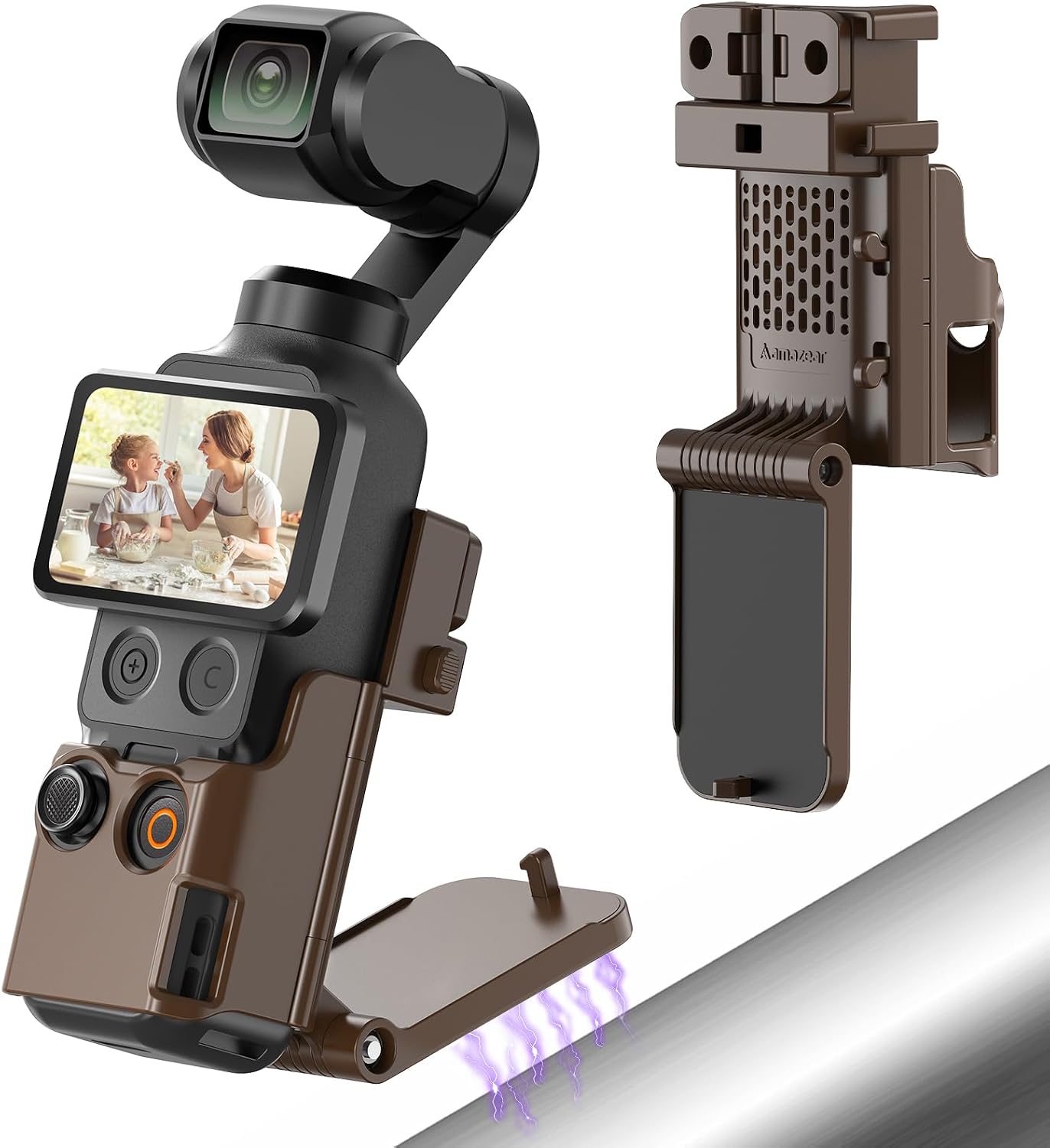 SOPORTE MAGNÉTICO AMAZEAR PARA DJI OSMO POCKET 4 Y MODELOS COMPATIBLES COLOR MARRÓN - 1