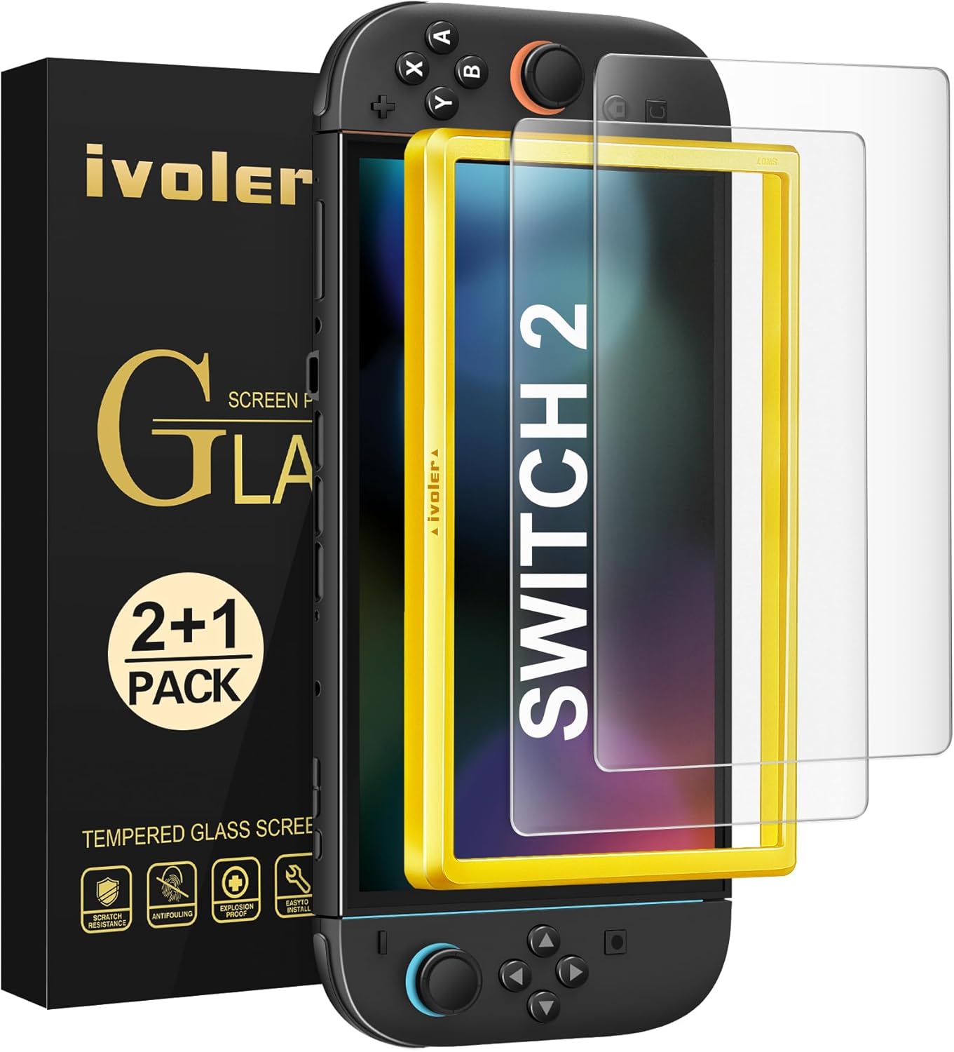 PROTECTOR DE PANTALLA IVOLER PARA NINTENDO SWITCH 2 VIDRIO TEMPLADO MATE ANTI-REFLEJO 2 UNIDADES - 1