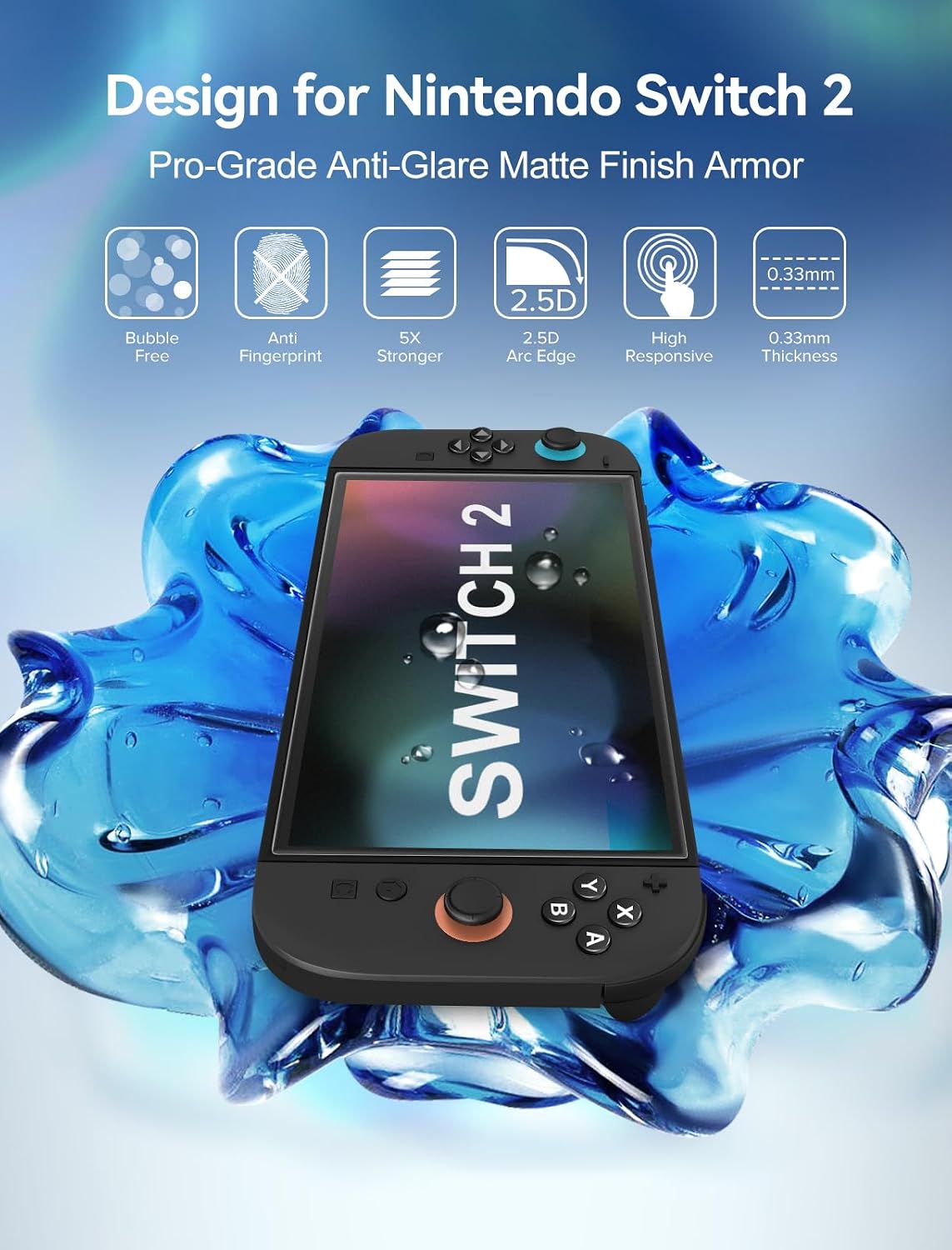 PROTECTOR DE PANTALLA IVOLER PARA NINTENDO SWITCH 2 VIDRIO TEMPLADO MATE ANTI-REFLEJO 2 UNIDADES - 4