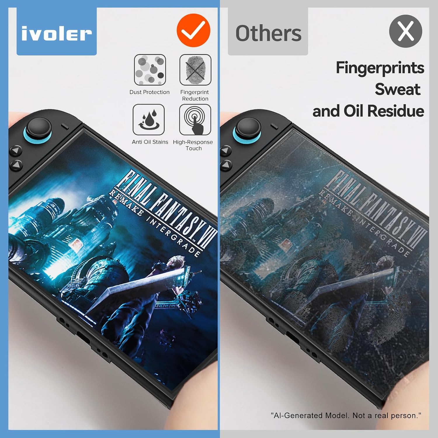 PROTECTOR DE PANTALLA IVOLER PARA NINTENDO SWITCH 2 VIDRIO TEMPLADO MATE ANTI-REFLEJO 2 UNIDADES - 5
