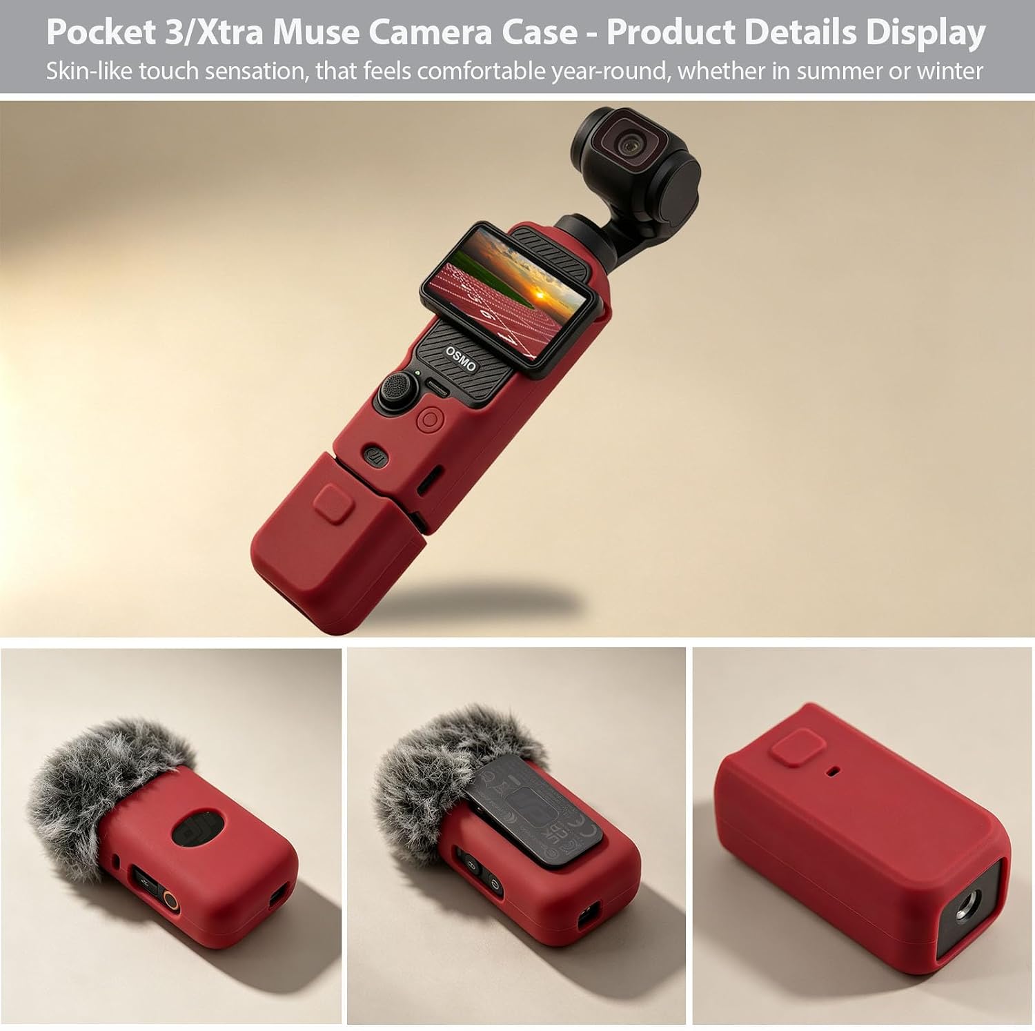 FUNDA PARA CÁMARA DJI OSMO POCKET 3 / XTRA MUSE COLOR ROJO OSCURO - 2