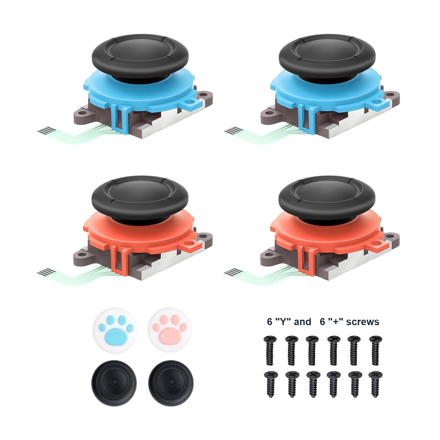 REPUESTO DE JOYSTICK PARA JOYCON JAOYSTII 4 UNIDADES AZUL Y ROJO PARA SWITCH 2 - 1