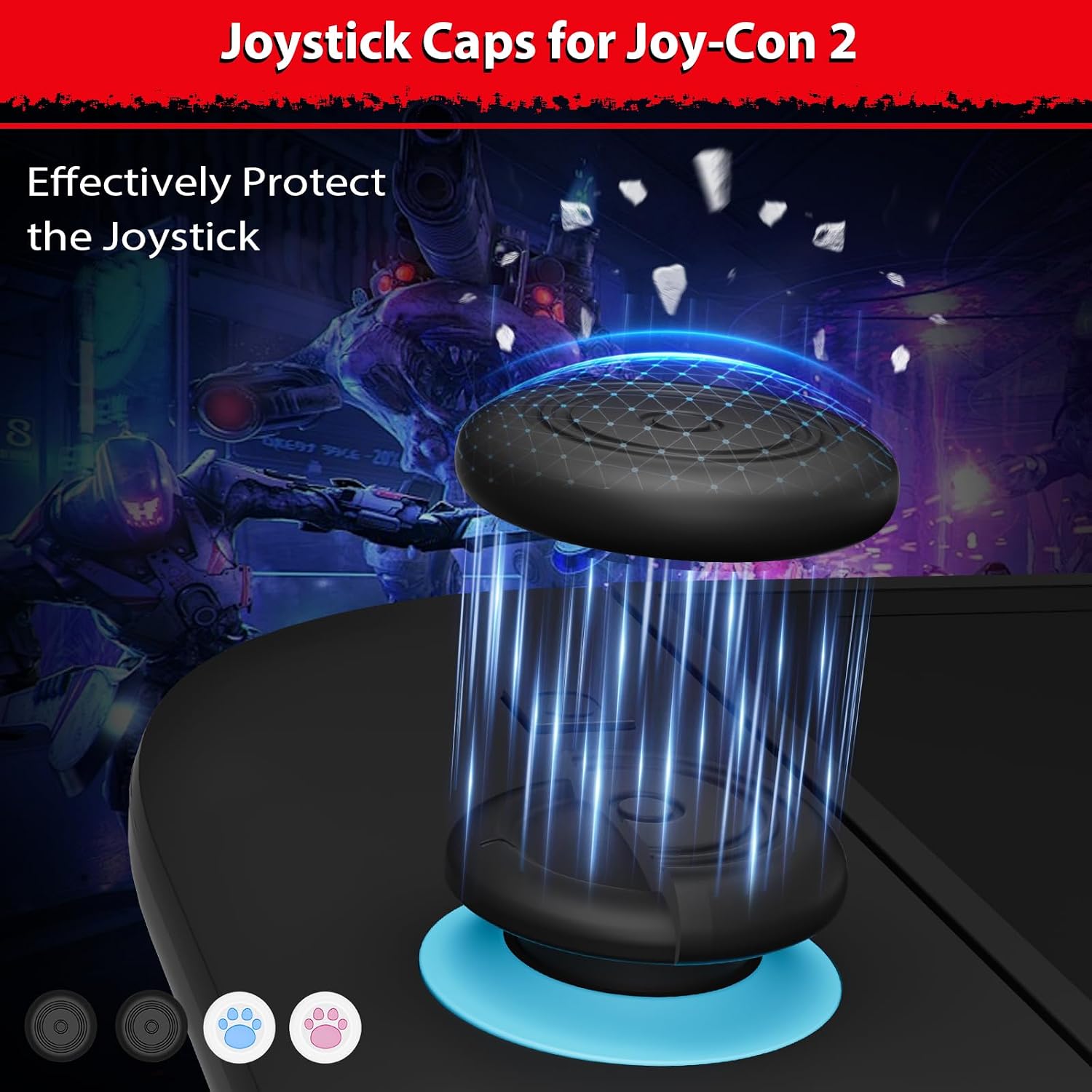 REPUESTO DE JOYSTICK PARA JOYCON JAOYSTII 4 UNIDADES AZUL Y ROJO PARA SWITCH 2 - 5