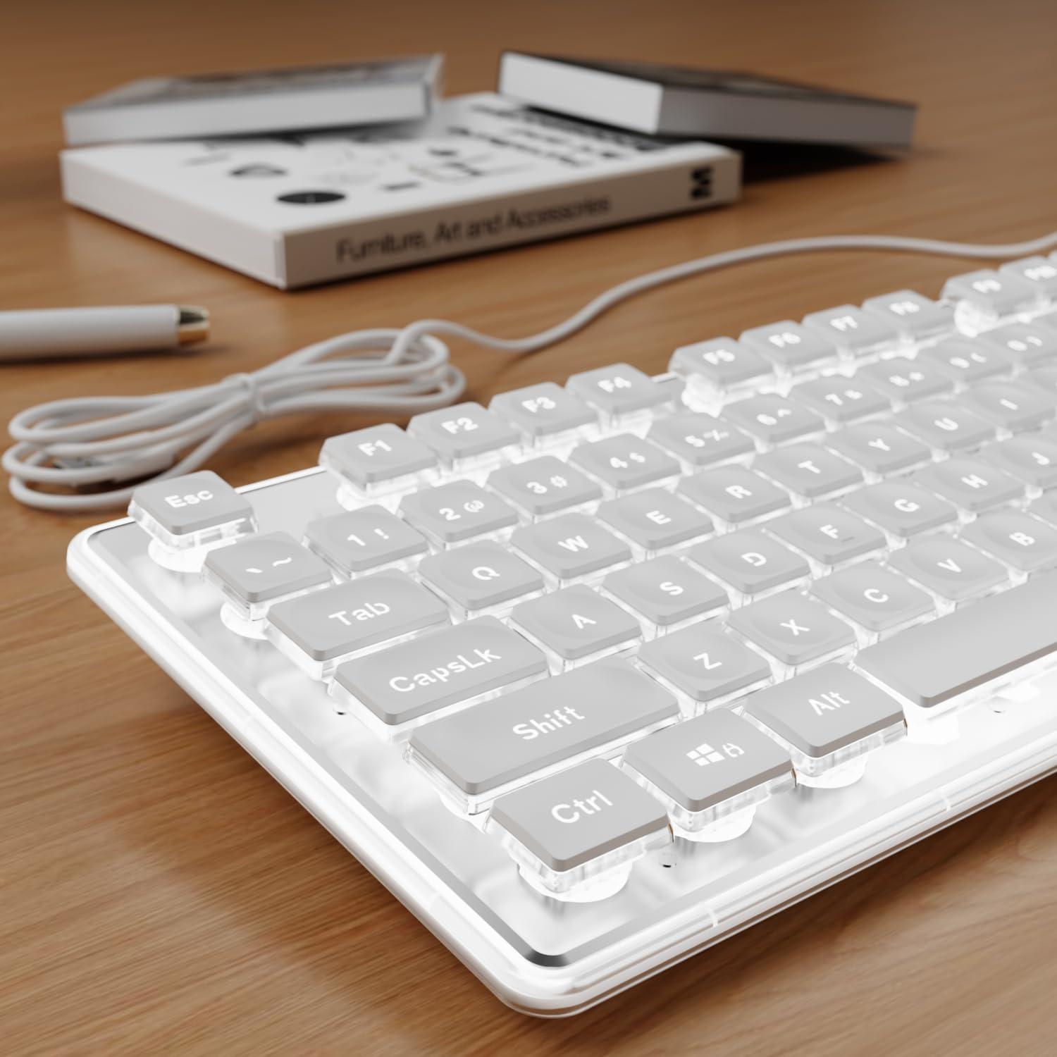 TECLADO CON CABLE SEUNKWANG GX710S RETROILUMINADO BLANCO - 1