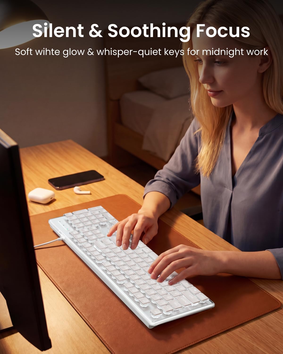 TECLADO CON CABLE SEUNKWANG GX710S RETROILUMINADO BLANCO - 5