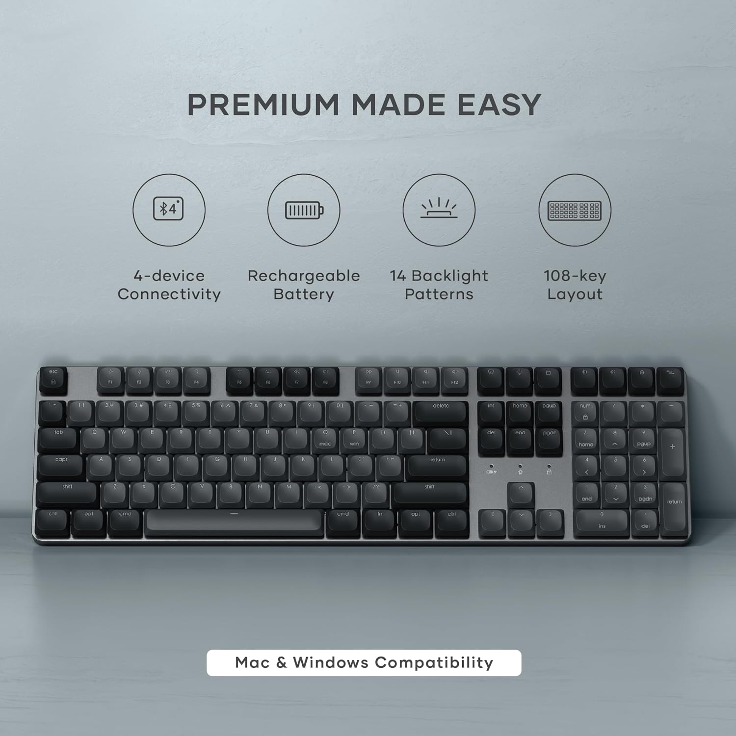 TECLADO MECÁNICO SATECHI SM3 CON RETROILUMINACIÓN BLANCA, GRIS OSCURO/GRIS - 2
