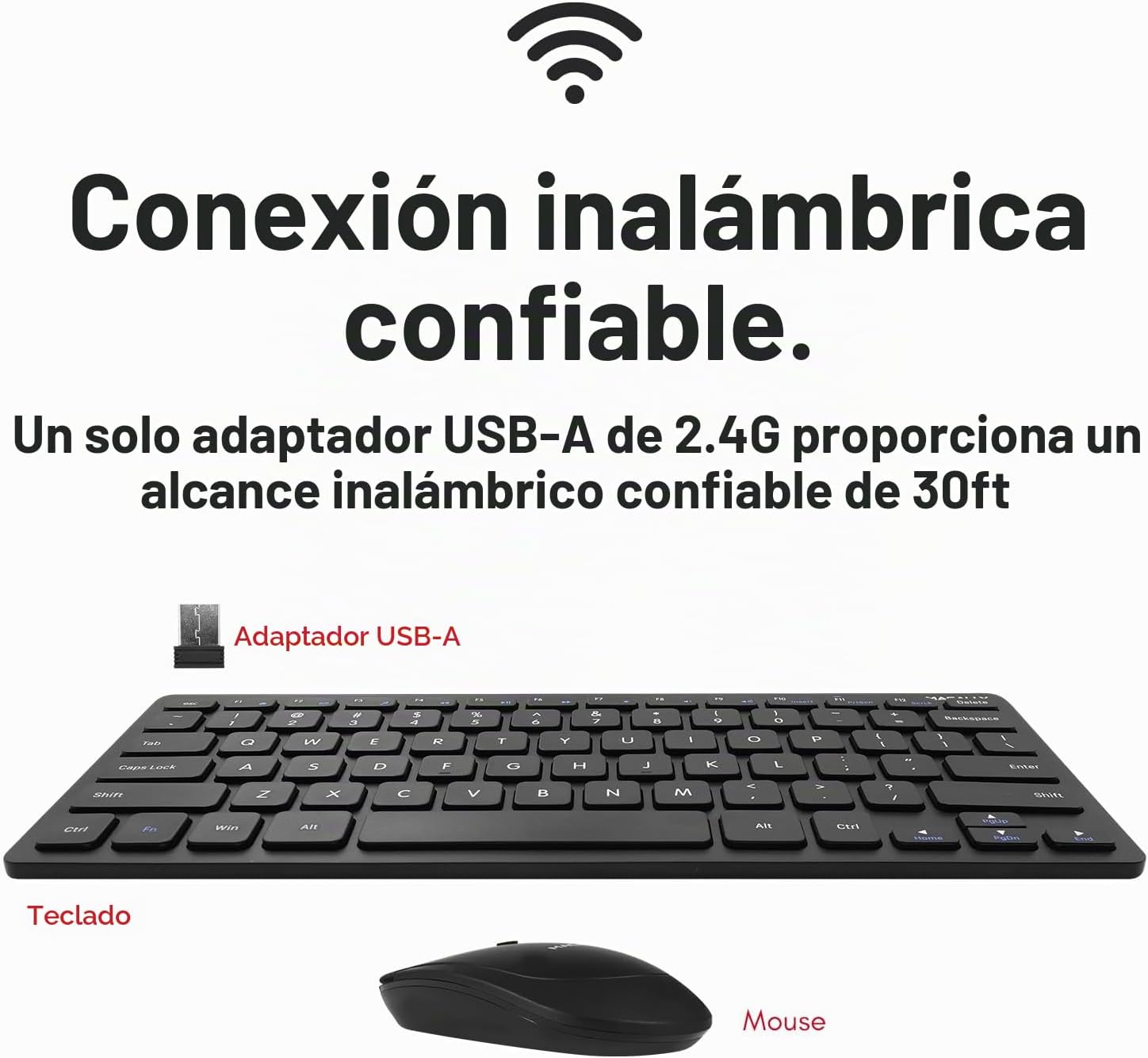 KIT DE TECLADO Y MOUSE INALÁMBRICO MACALLY SMALL 2.4G 78 TECLAS COMPACTO - 3