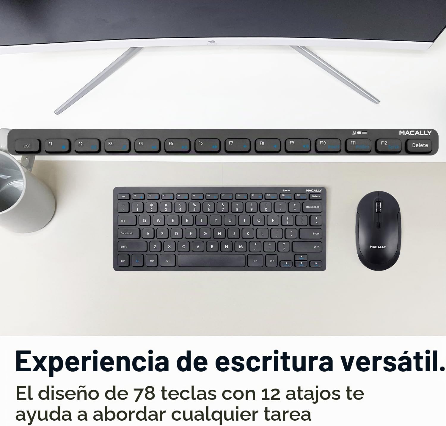 KIT DE TECLADO Y MOUSE INALÁMBRICO MACALLY SMALL 2.4G 78 TECLAS COMPACTO - 4