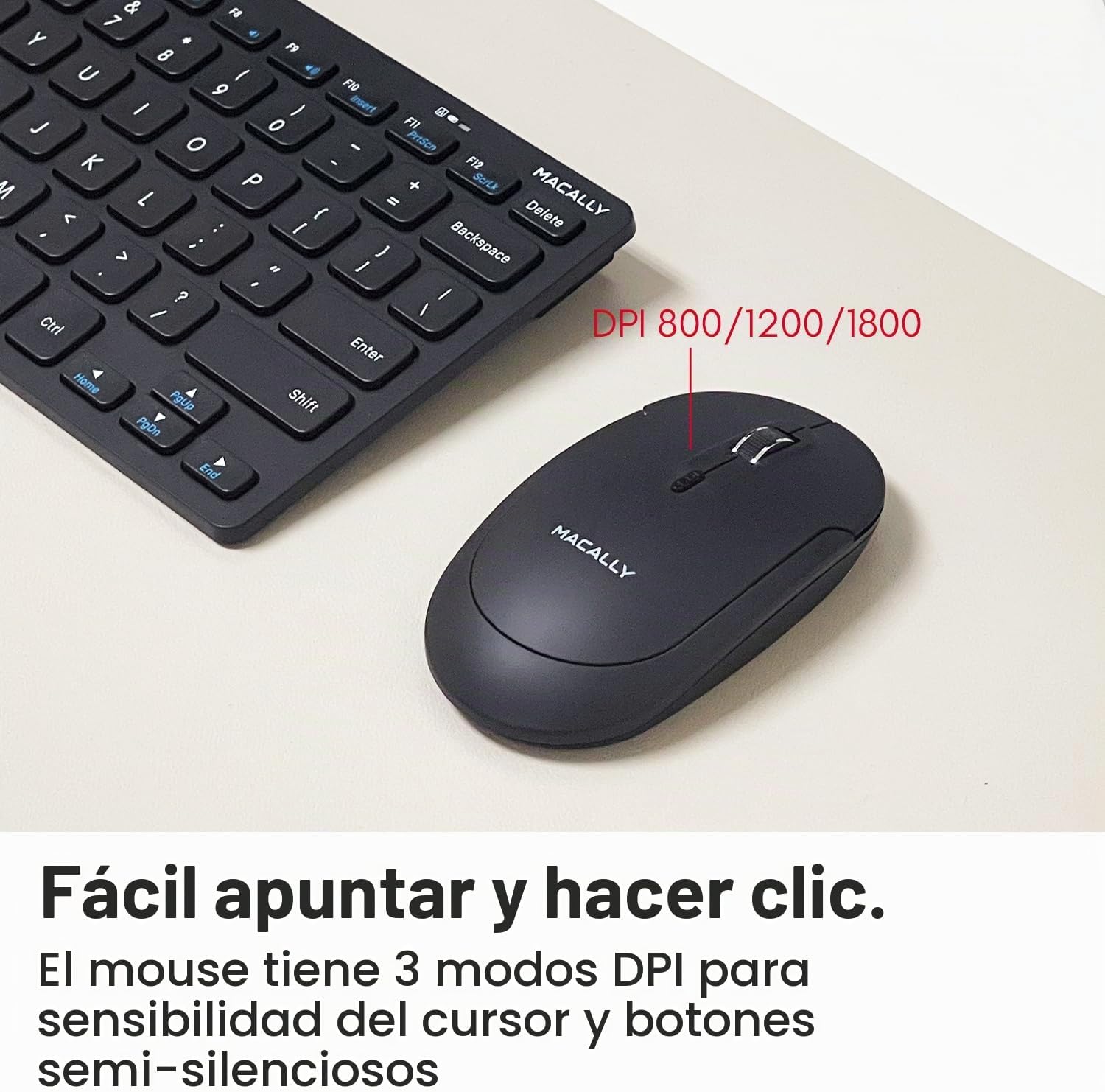 KIT DE TECLADO Y MOUSE INALÁMBRICO MACALLY SMALL 2.4G 78 TECLAS COMPACTO - 5