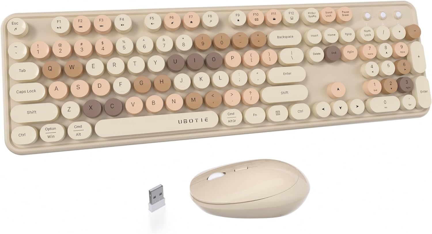 KIT DE TECLADO Y MOUSE INALÁMBRICO UBOTIE COLORFUL MILK TEA - 1