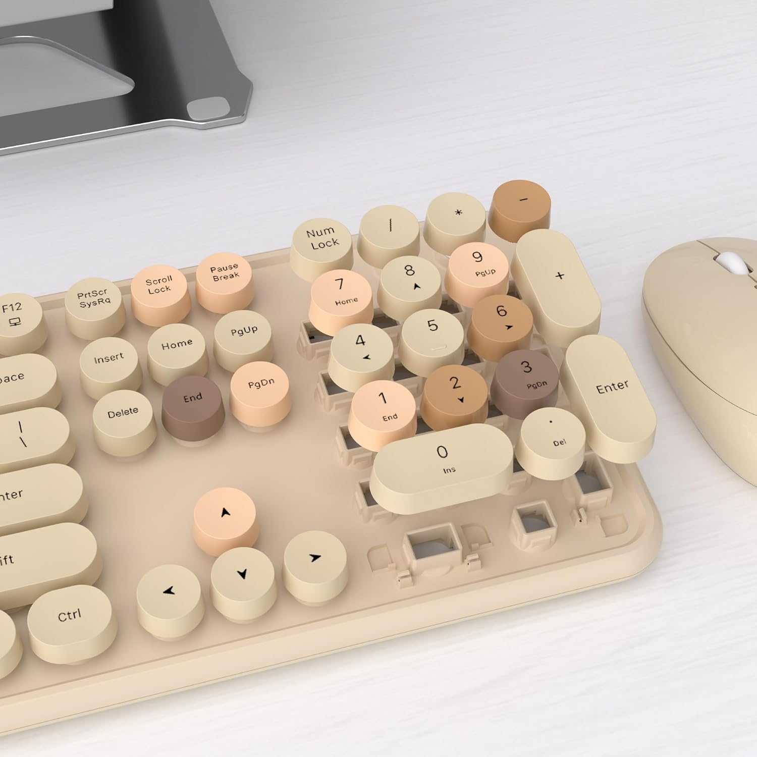 KIT DE TECLADO Y MOUSE INALÁMBRICO UBOTIE COLORFUL MILK TEA - 3