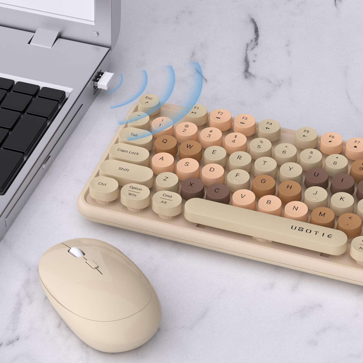 KIT DE TECLADO Y MOUSE INALÁMBRICO UBOTIE COLORFUL MILK TEA - 4