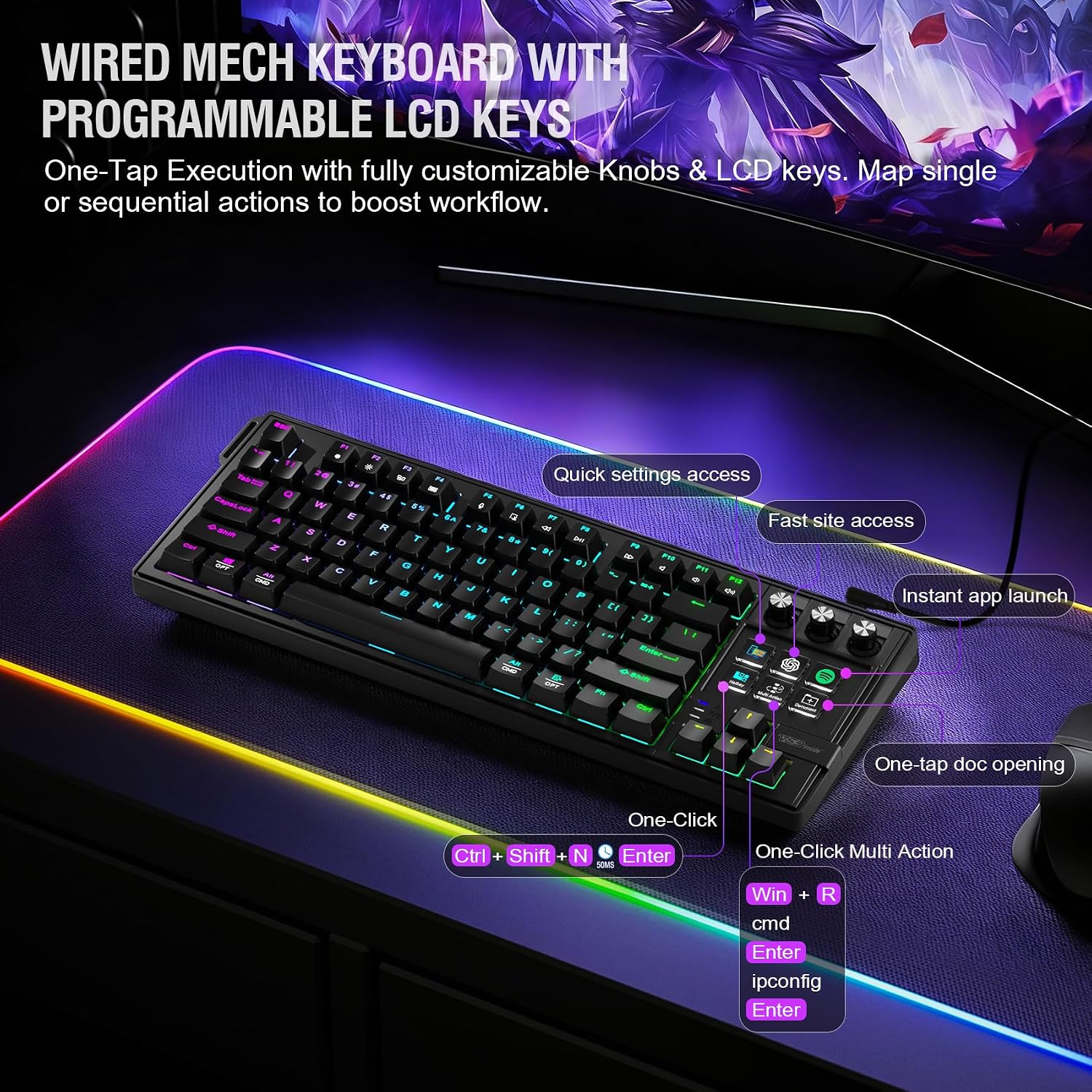 TECLADO MECÁNICO VSD K1 PRO 87 TECLAS CON PANEL DE STREAMING INTEGRADO - 2