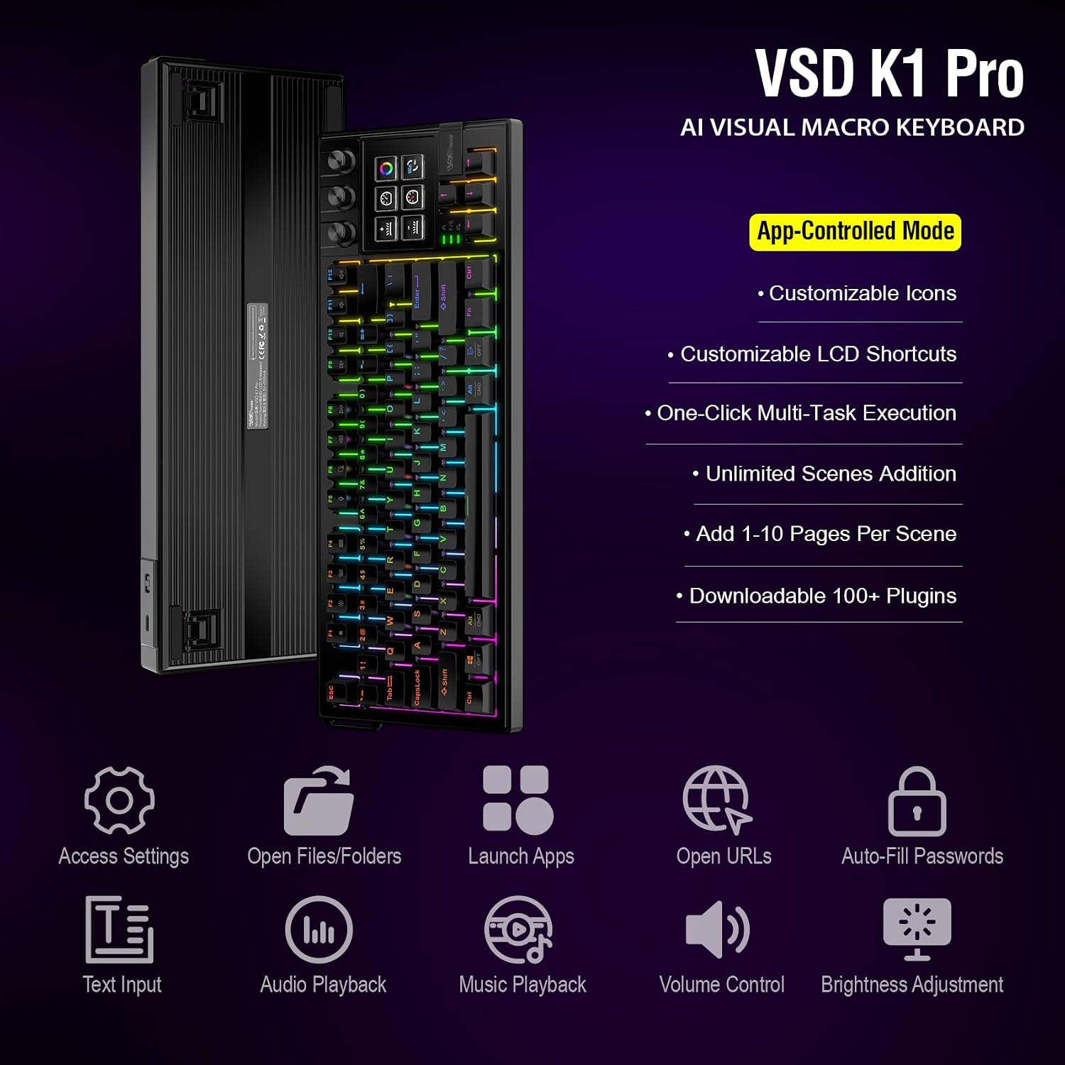 TECLADO MECÁNICO VSD K1 PRO 87 TECLAS CON PANEL DE STREAMING INTEGRADO - 5