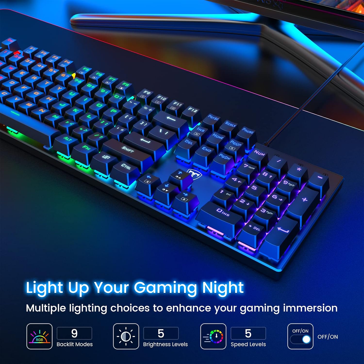 TECLADO MECÁNICO PARA GAMING RISOPHY PC305 RGB 104 TECLAS CON BLUE SWITCH - 2