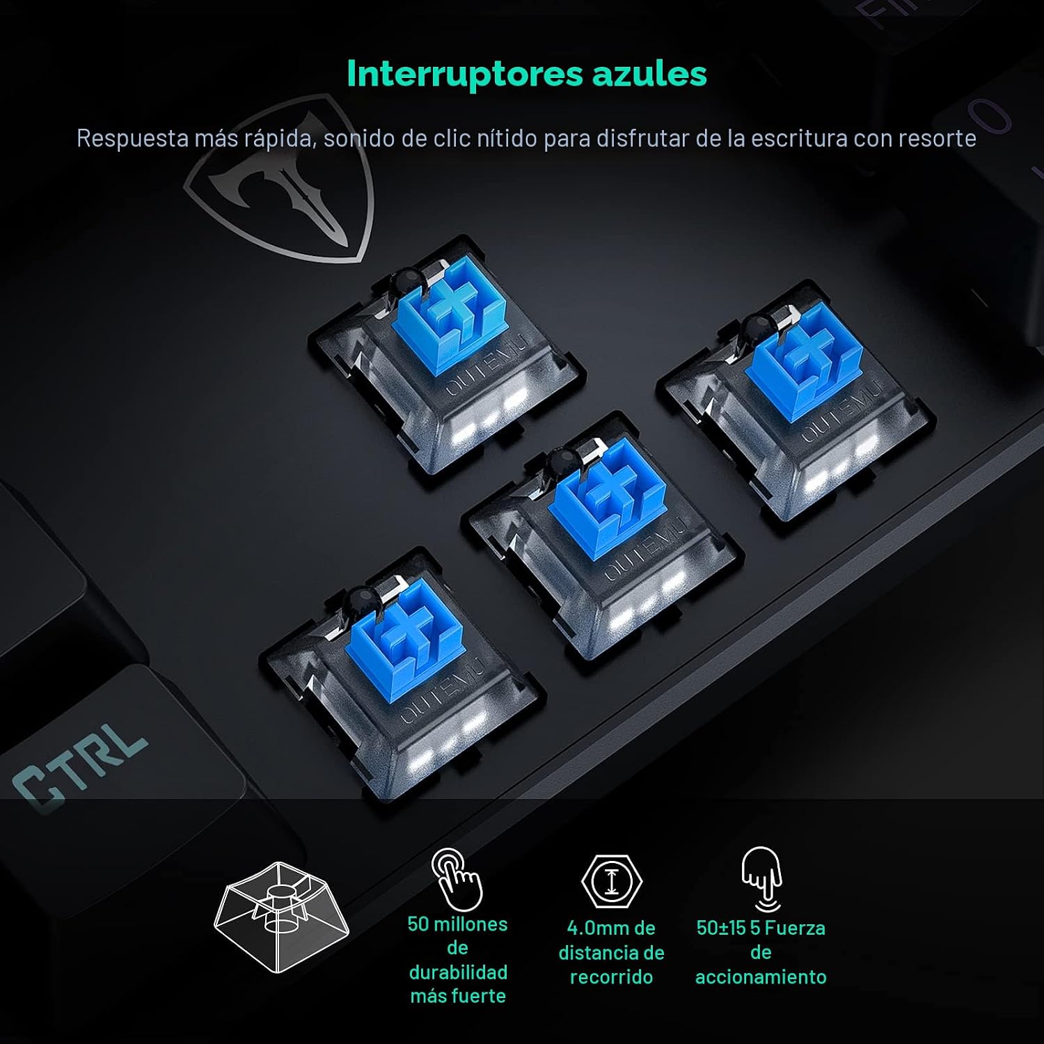 TECLADO MECÁNICO PARA GAMING RISOPHY PC305 RGB 104 TECLAS CON BLUE SWITCH - 3