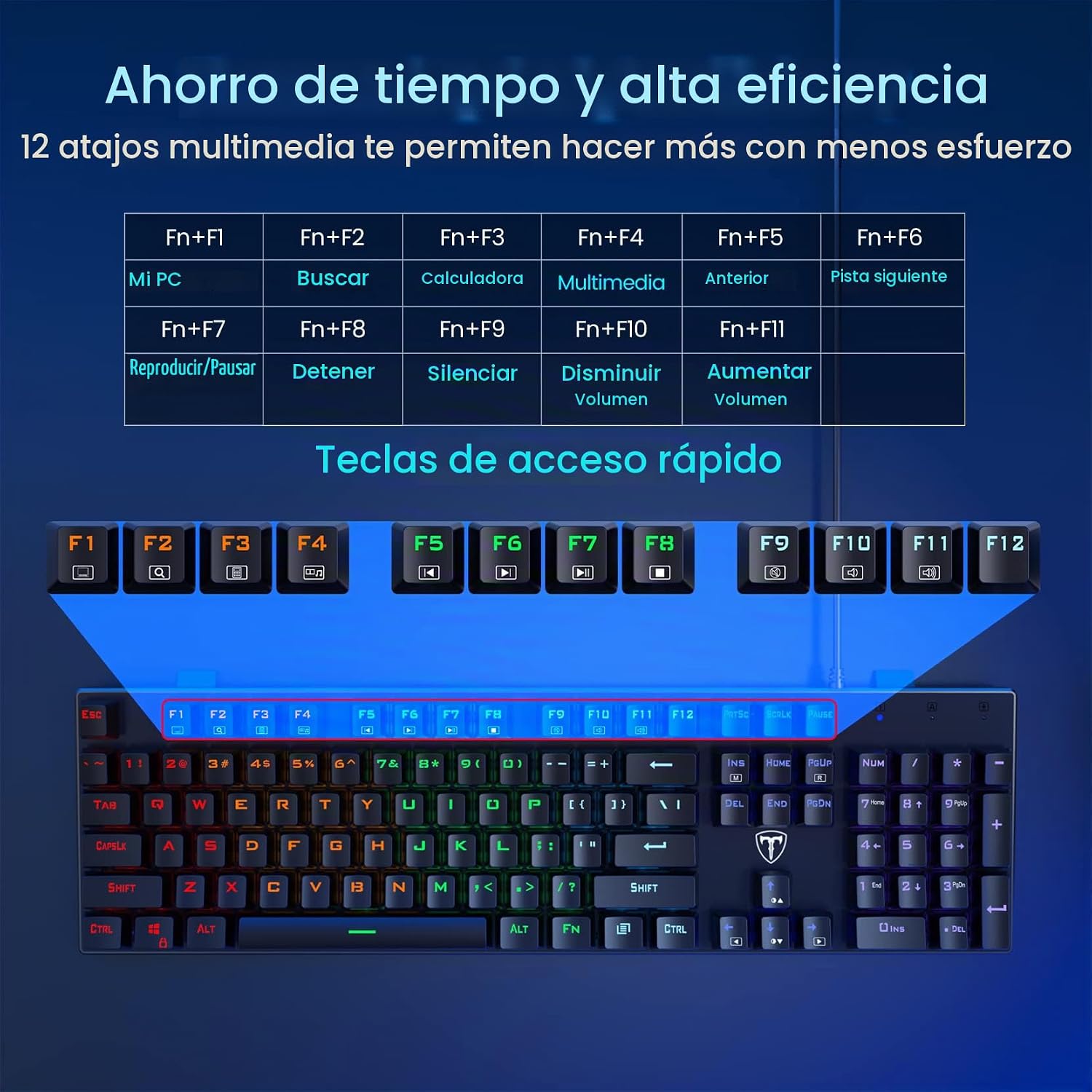 TECLADO MECÁNICO PARA GAMING RISOPHY PC305 RGB 104 TECLAS CON BLUE SWITCH - 4