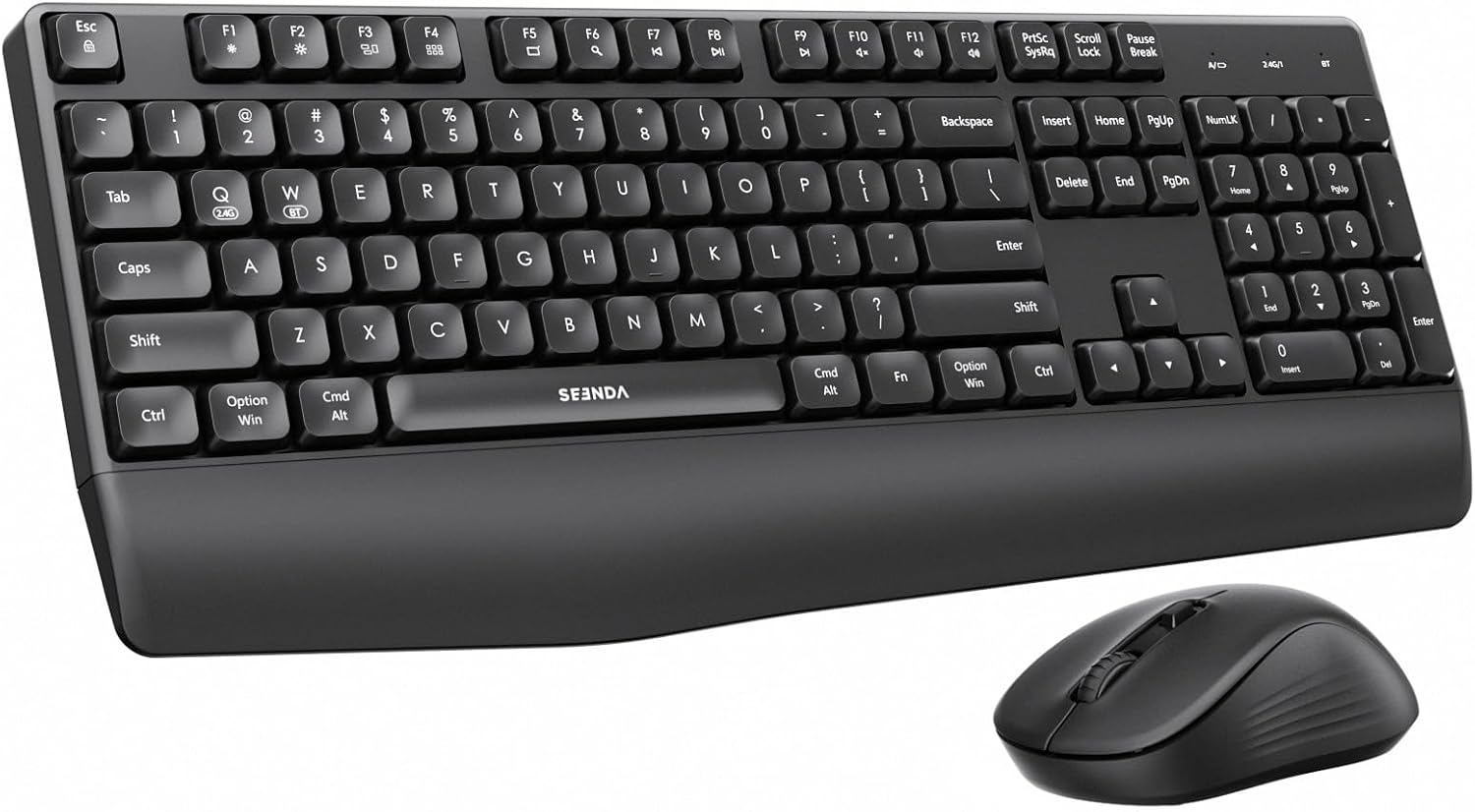 KIT INALÁMBRICO TECLADO Y MOUSE SEENDA COE200 BLUETOOTH CON REPOSAMUÑECAS - 1