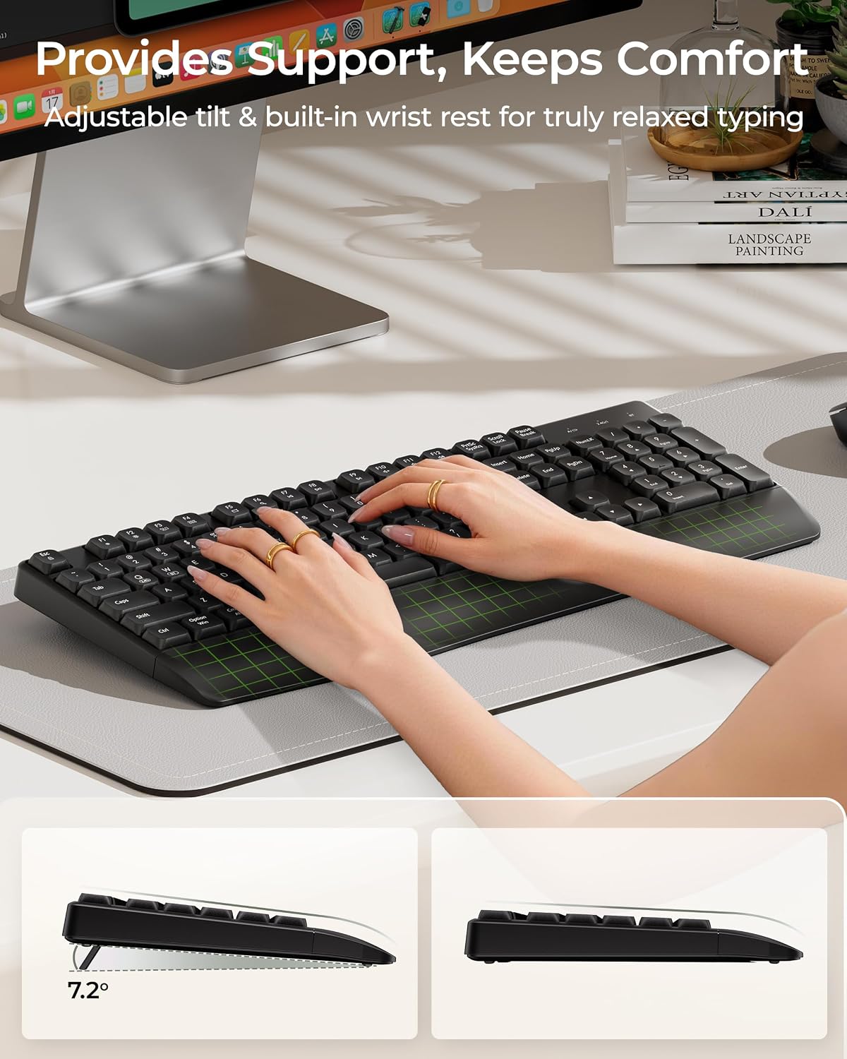 KIT INALÁMBRICO TECLADO Y MOUSE SEENDA COE200 BLUETOOTH CON REPOSAMUÑECAS - 4