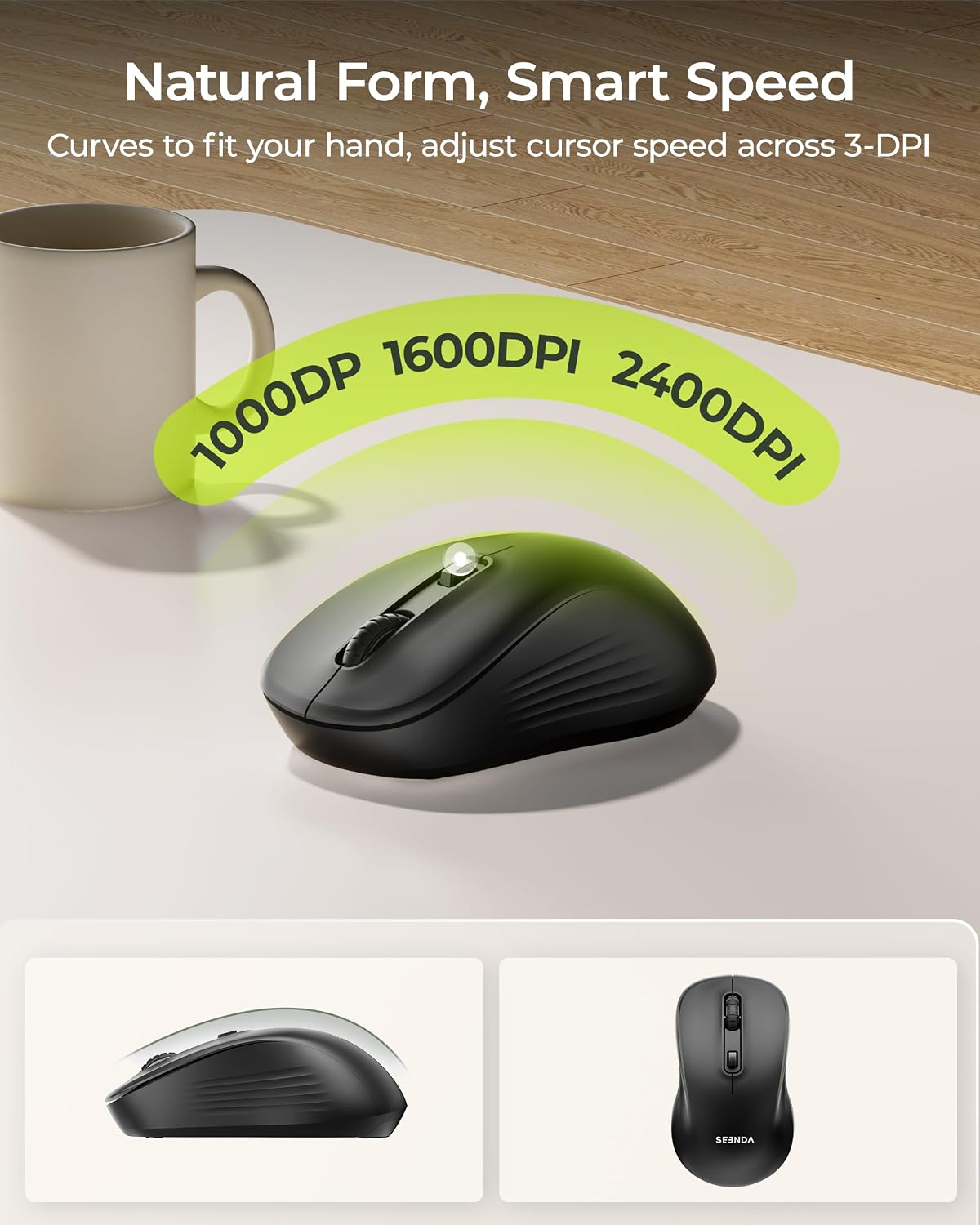 KIT INALÁMBRICO TECLADO Y MOUSE SEENDA COE200 BLUETOOTH CON REPOSAMUÑECAS - 5