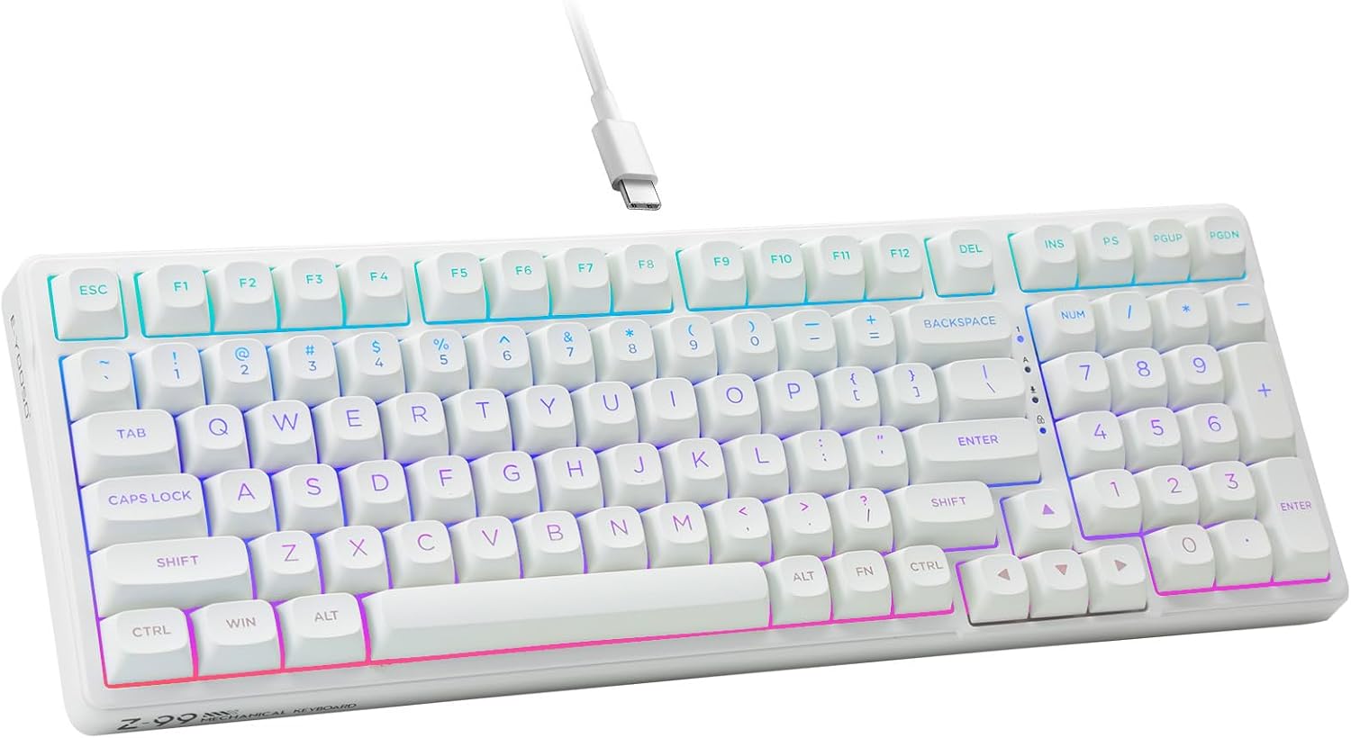 TECLADO MECÁNICO HUO JI E-YOOSO CREAMY CON CABLE, RETROILUMINADO RGB, BLANCO - 1
