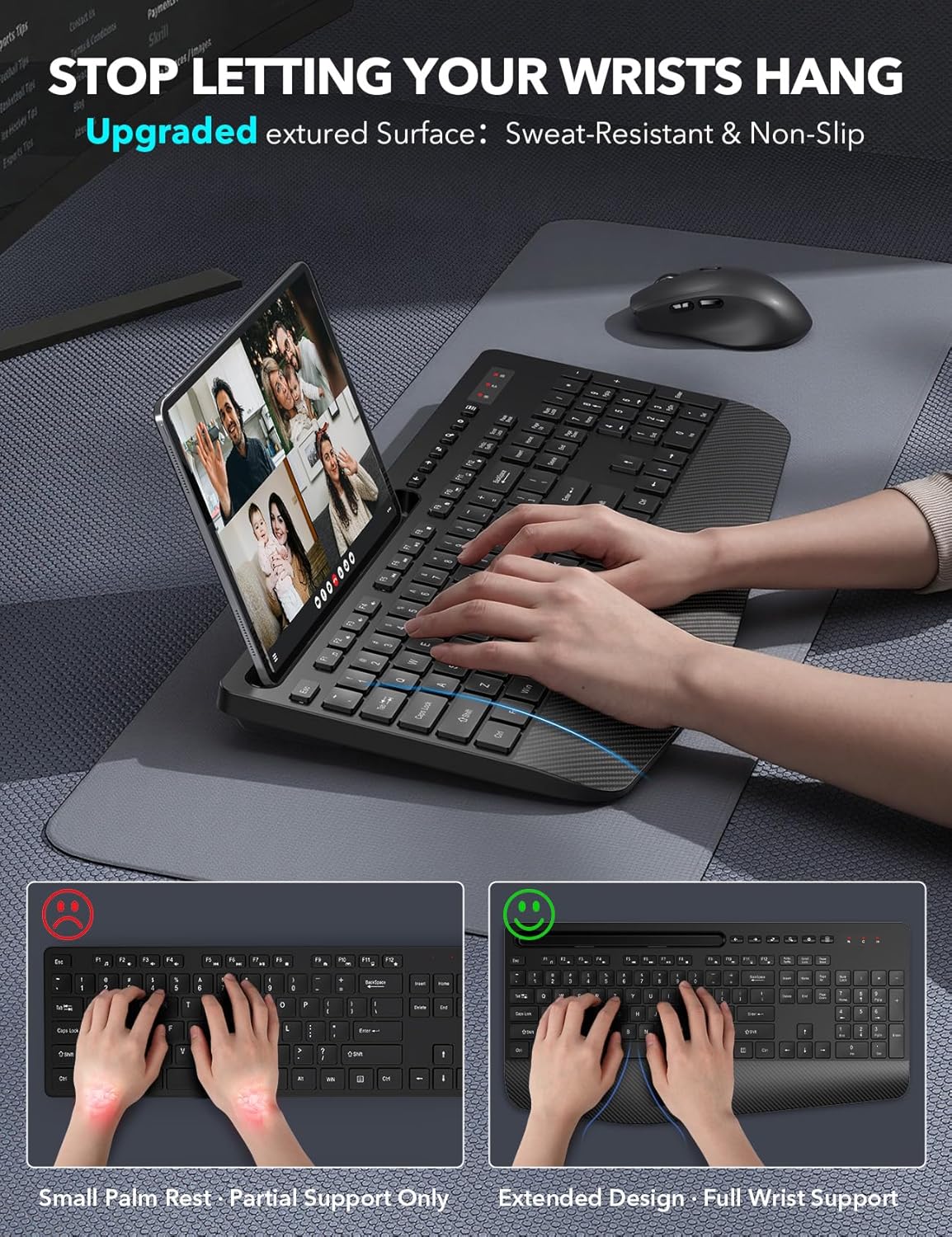 KIT INALÁMBRICO DE TECLADO Y MOUSE TRUEQUE CON REPOSAMUÑECAS ERGONÓMICO - 2