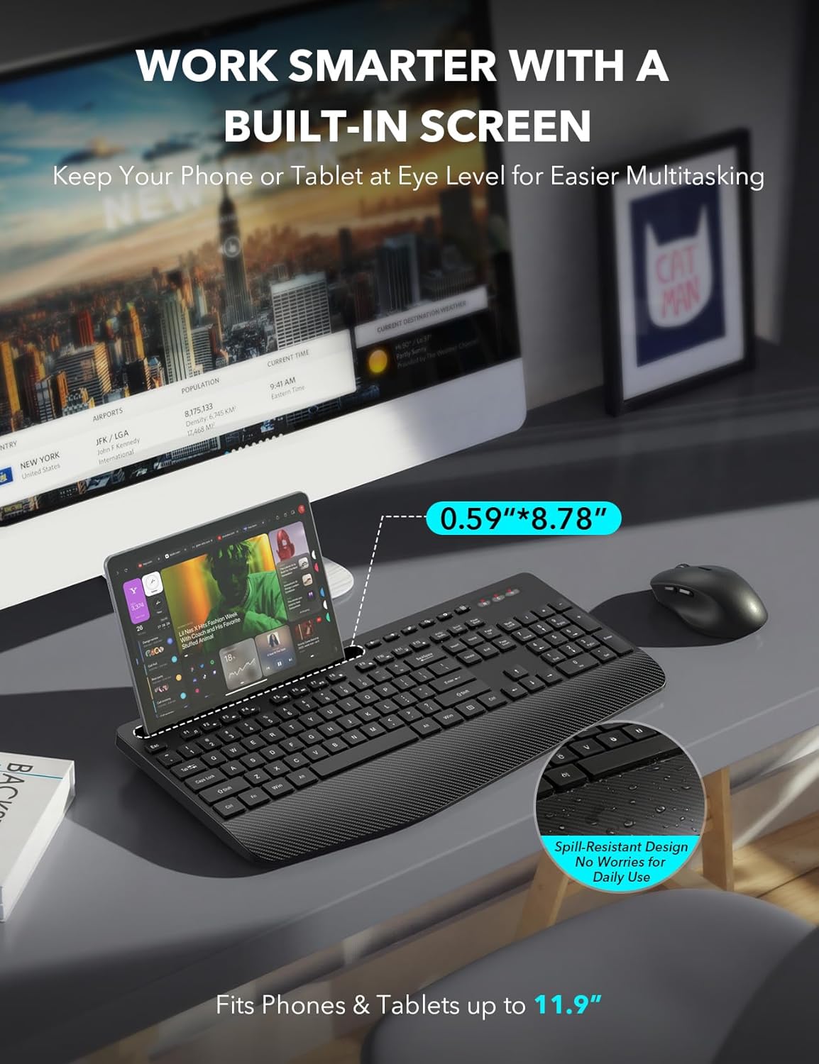 KIT INALÁMBRICO DE TECLADO Y MOUSE TRUEQUE CON REPOSAMUÑECAS ERGONÓMICO - 3