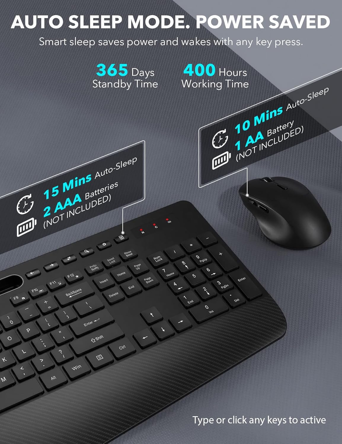 KIT INALÁMBRICO DE TECLADO Y MOUSE TRUEQUE CON REPOSAMUÑECAS ERGONÓMICO - 5
