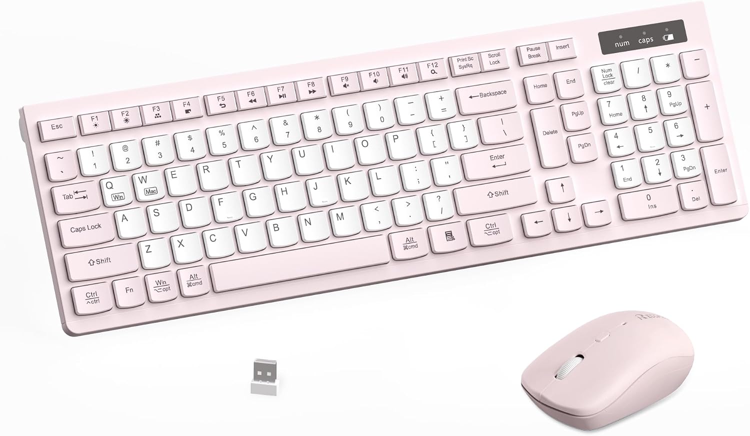 KIT INALÁMBRICO DE TECLADO Y MOUSE RECCAZR SILENCIOSO PARA OFICINA Y HOGAR ROSA - 1