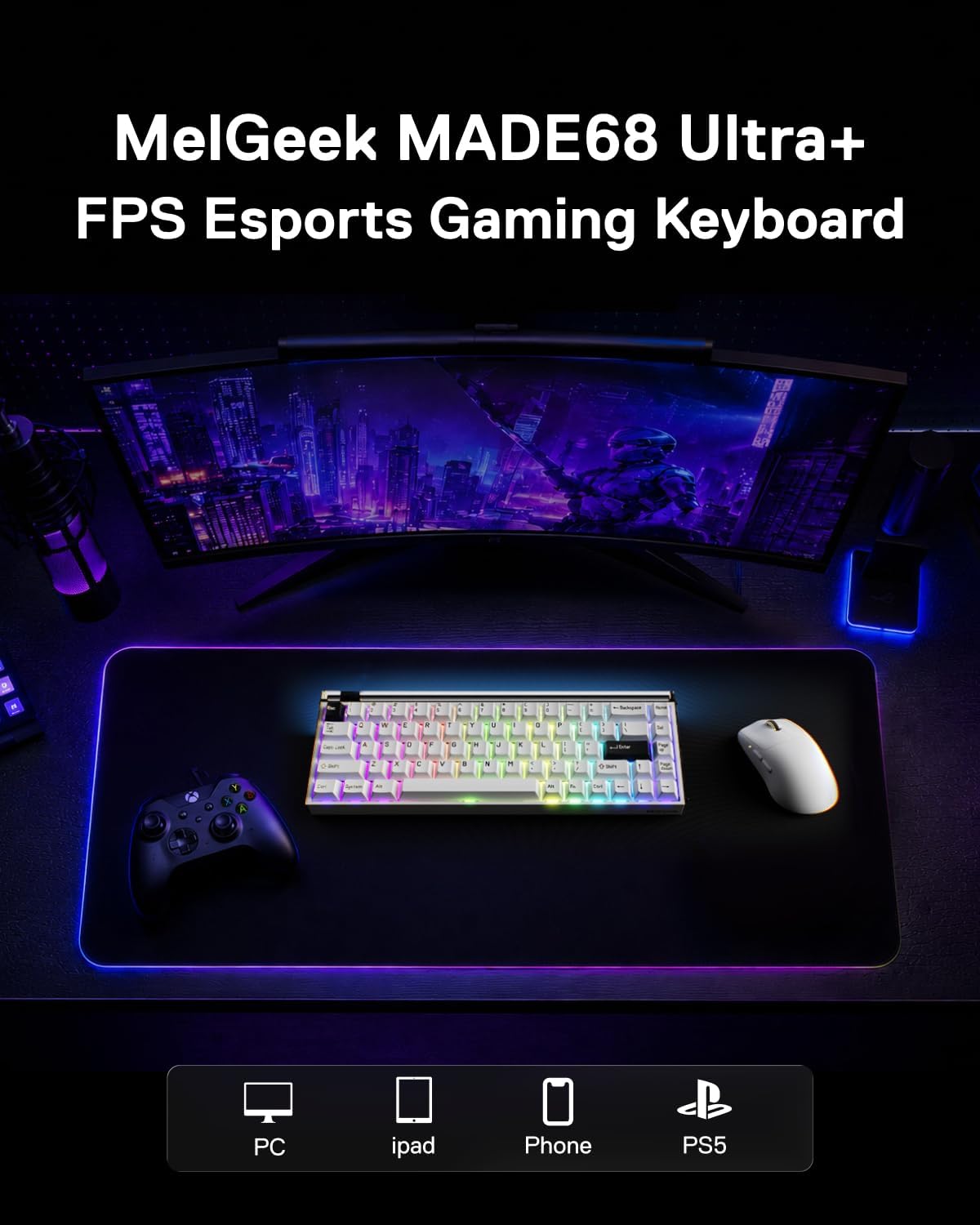 TECLADO GAMER MELGEEK MADE68 ULTRA+ CABLEADO CON SWITCH MAGNÉTICO HALL EFFECT - 3