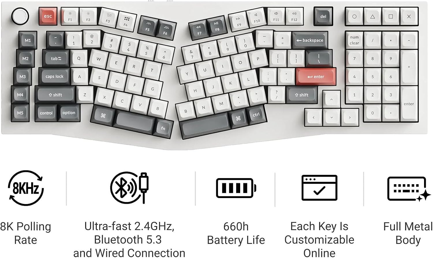 TECLADO MECÁNICO INALÁMBRICO KEYCHRON Q13 ULTRA 8K 96% ALICE LAYOUT - 2