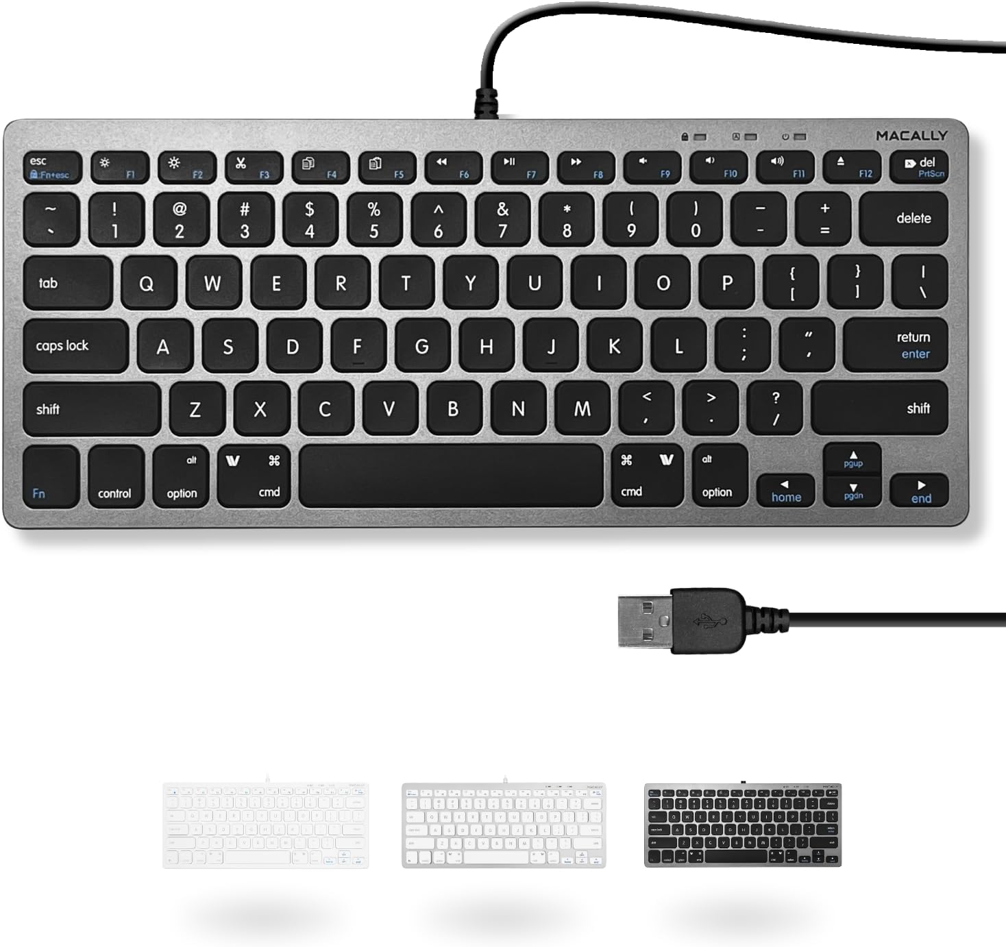TECLADO USB MACALLY SMALL CON 78 TECLAS TIJERA Y 13 ATAJOS PARA MAC Y WINDOWS COLOR GRIS ESPACIAL - 1