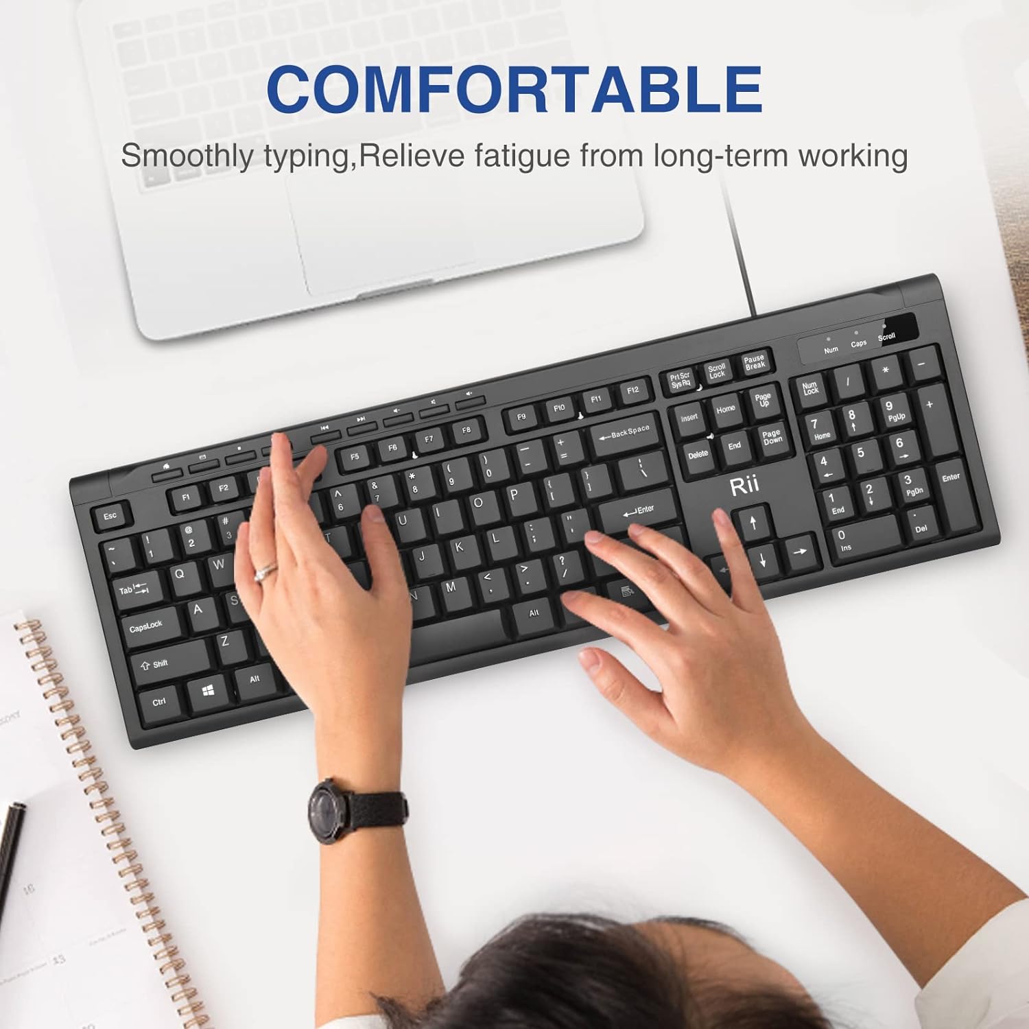 TECLADO RII RK907 ULTRA DELGADO COMPACTO USB PARA MAC Y PC NEGRO - 2