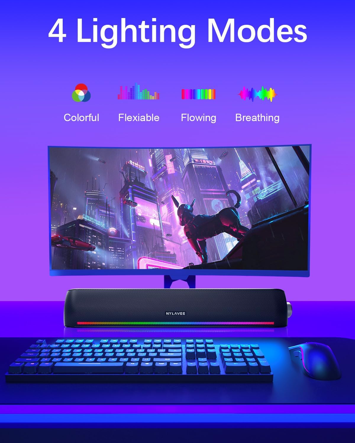PARLANTES PARA COMPUTADORA NYLAVEE SOUND BAR CON BLUETOOTH Y AUX - 3