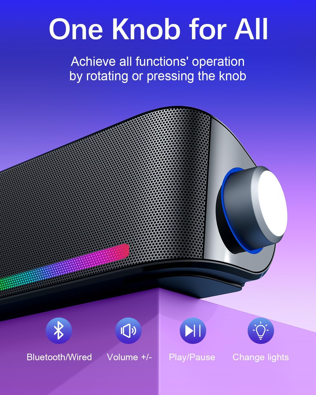 PARLANTES PARA COMPUTADORA NYLAVEE SOUND BAR CON BLUETOOTH Y AUX - 5