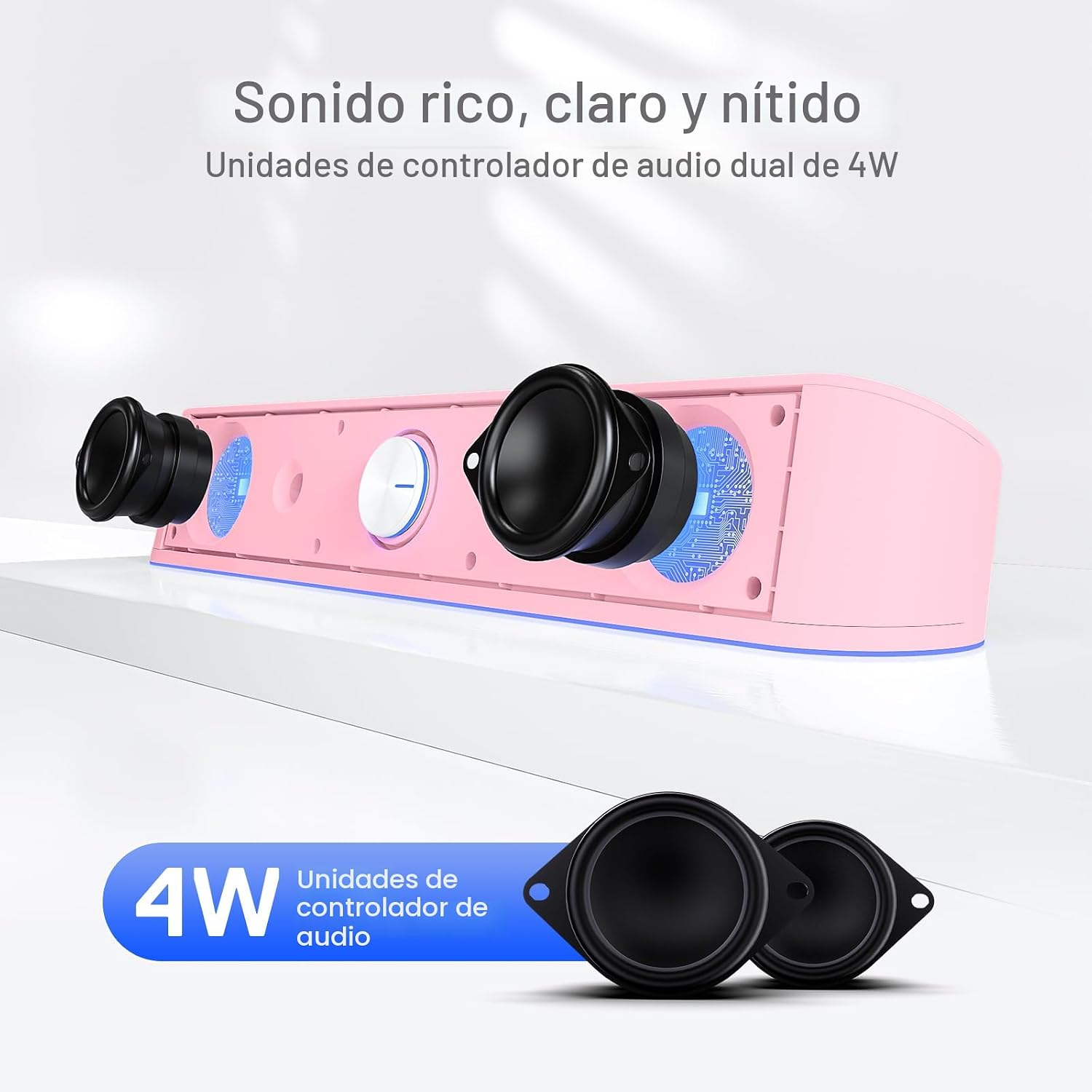 BARRA DE SONIDO REDRAGON GS560 RGB ROSA 4W 2 CANALES - 3