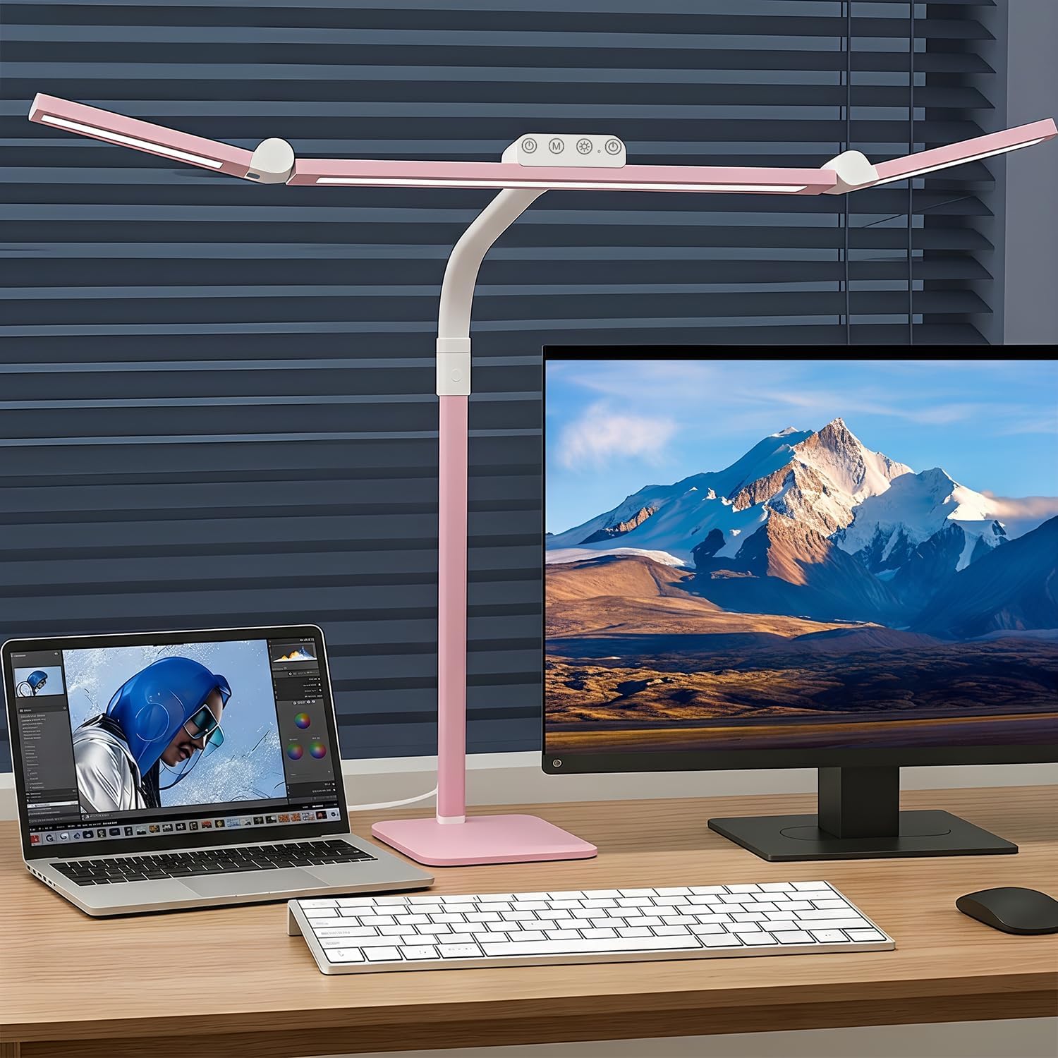 LÁMPARA DE MESA GALNOLT LED AJUSTABLE 28.2 PULGADAS ROSADO - 1