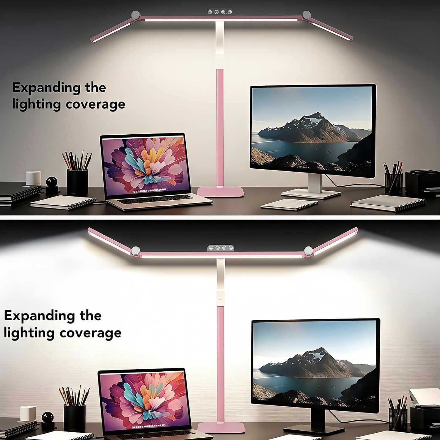 LÁMPARA DE MESA GALNOLT LED AJUSTABLE 28.2 PULGADAS ROSADO - 2