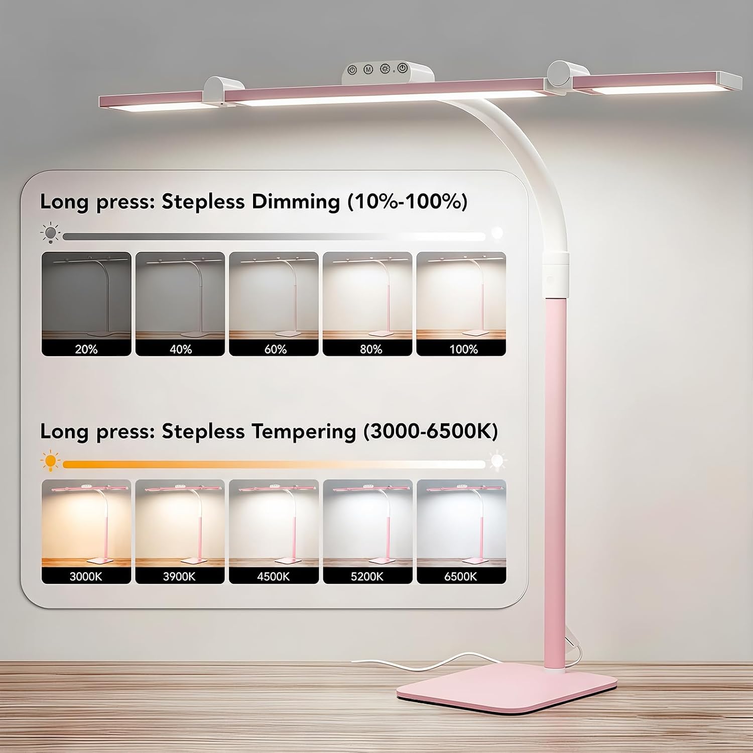 LÁMPARA DE MESA GALNOLT LED AJUSTABLE 28.2 PULGADAS ROSADO - 3