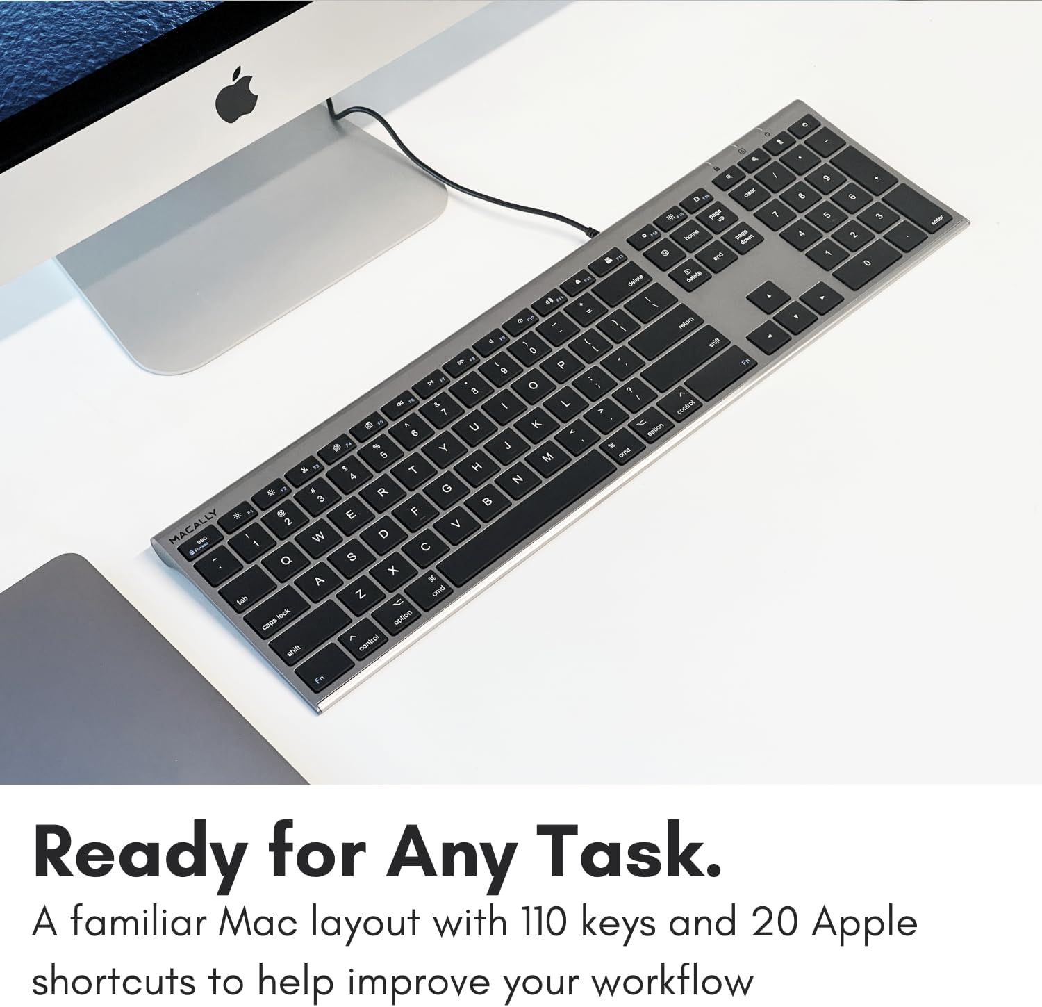 TECLADO USB CON CABLE MACALLY ULTRA-SLIM PARA MAC Y WINDOWS CON TECLADO NUMÉRICO GRIS ESPACIAL - 3